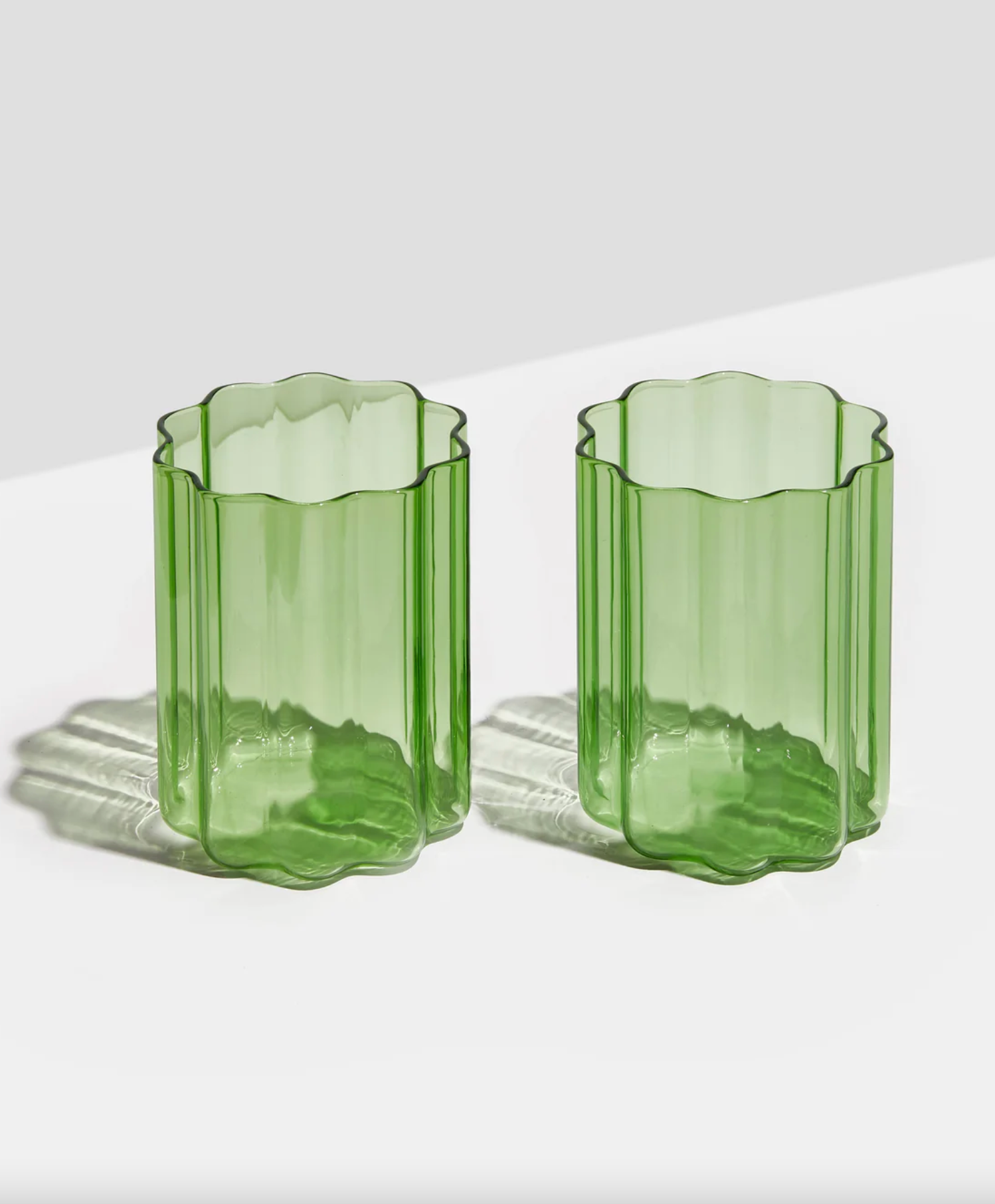 Wave Glass - Set of 2 - Green