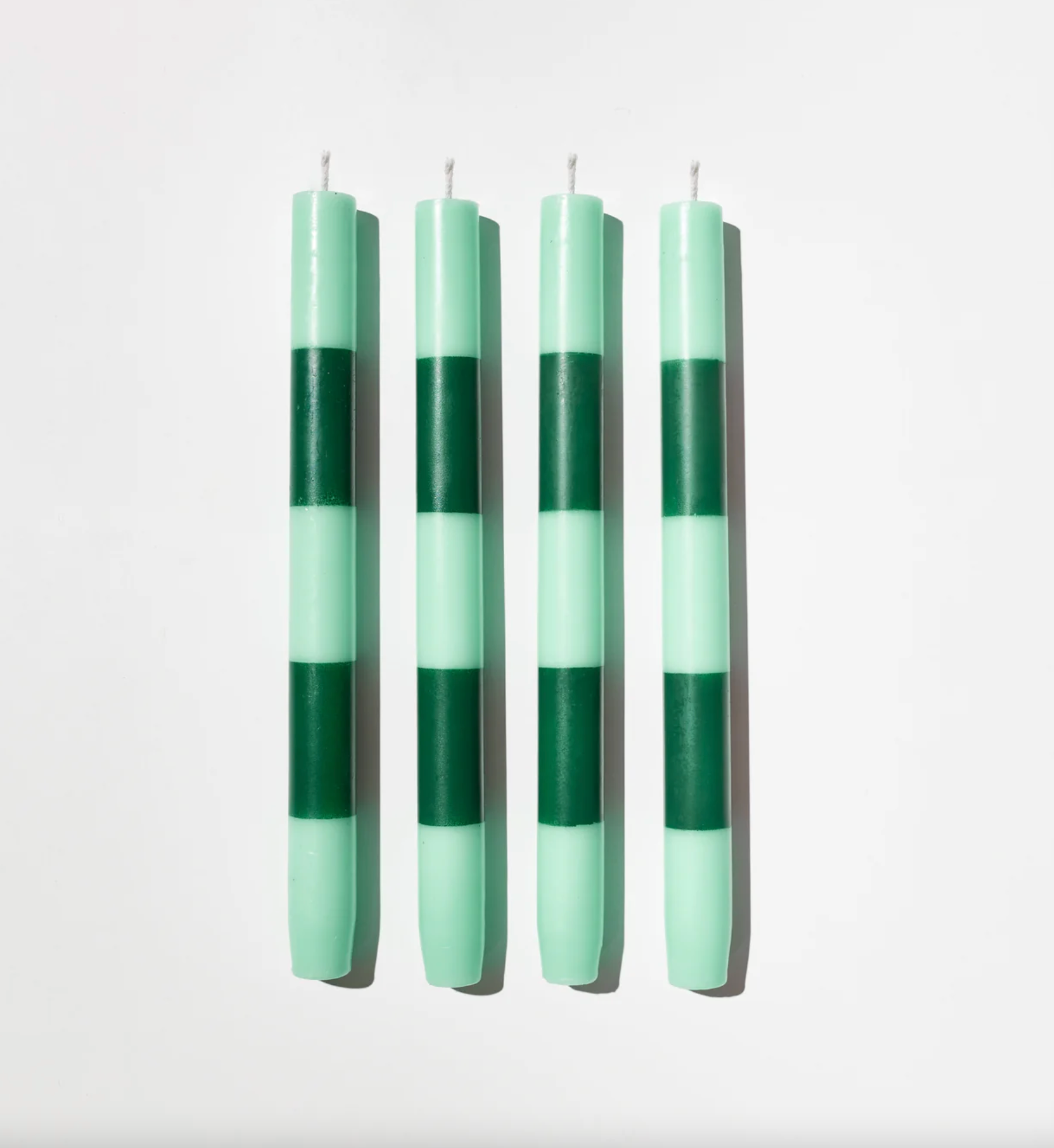 Striped Dinner Candles - 4 Pack - Jade/Green