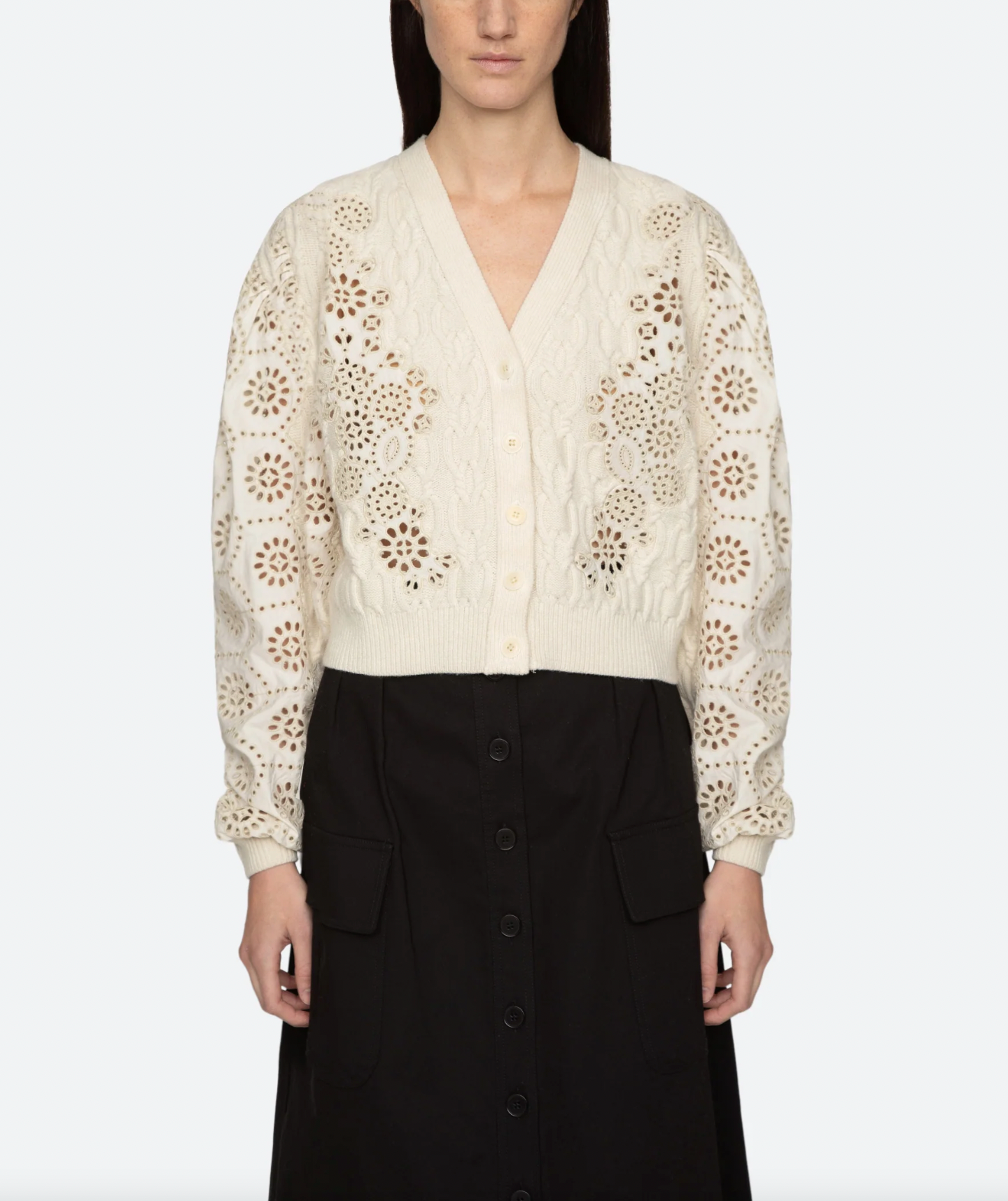 Lainey Embroidery Cardigan - Cream