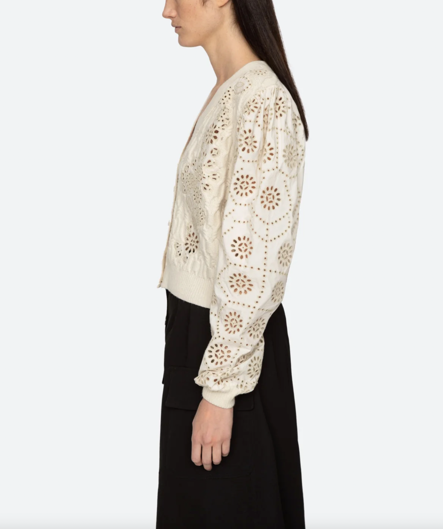 Lainey Embroidery Cardigan - Cream