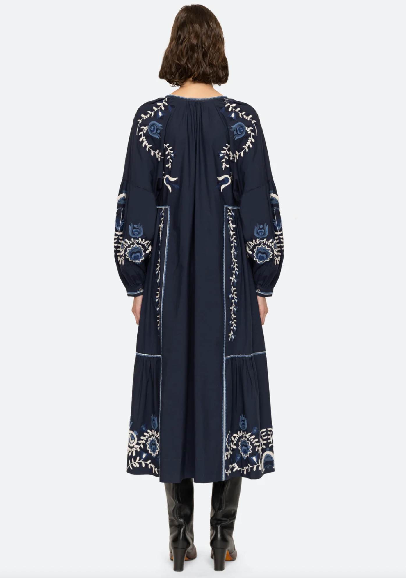 Inga Embroidery Dress - Navy