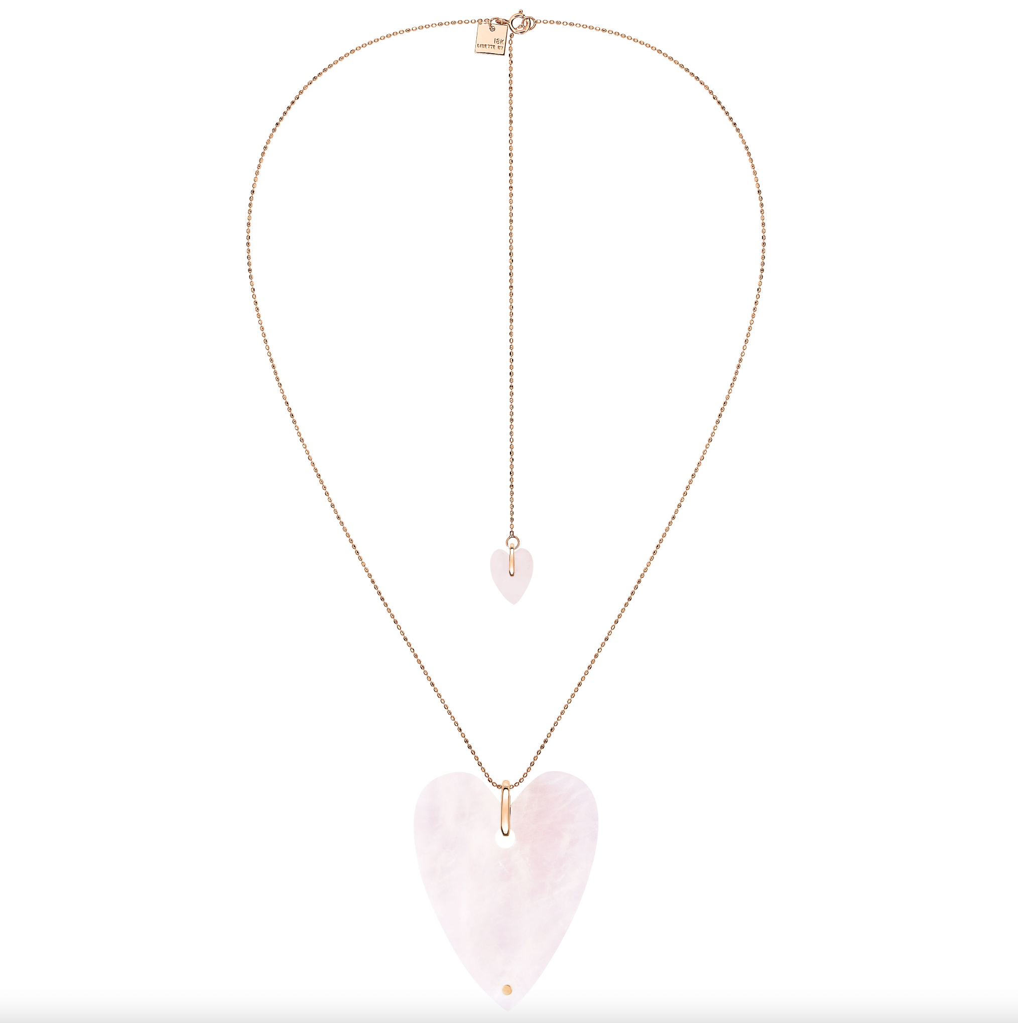 Angele Jumbo Pink Quartz Heart on Chain