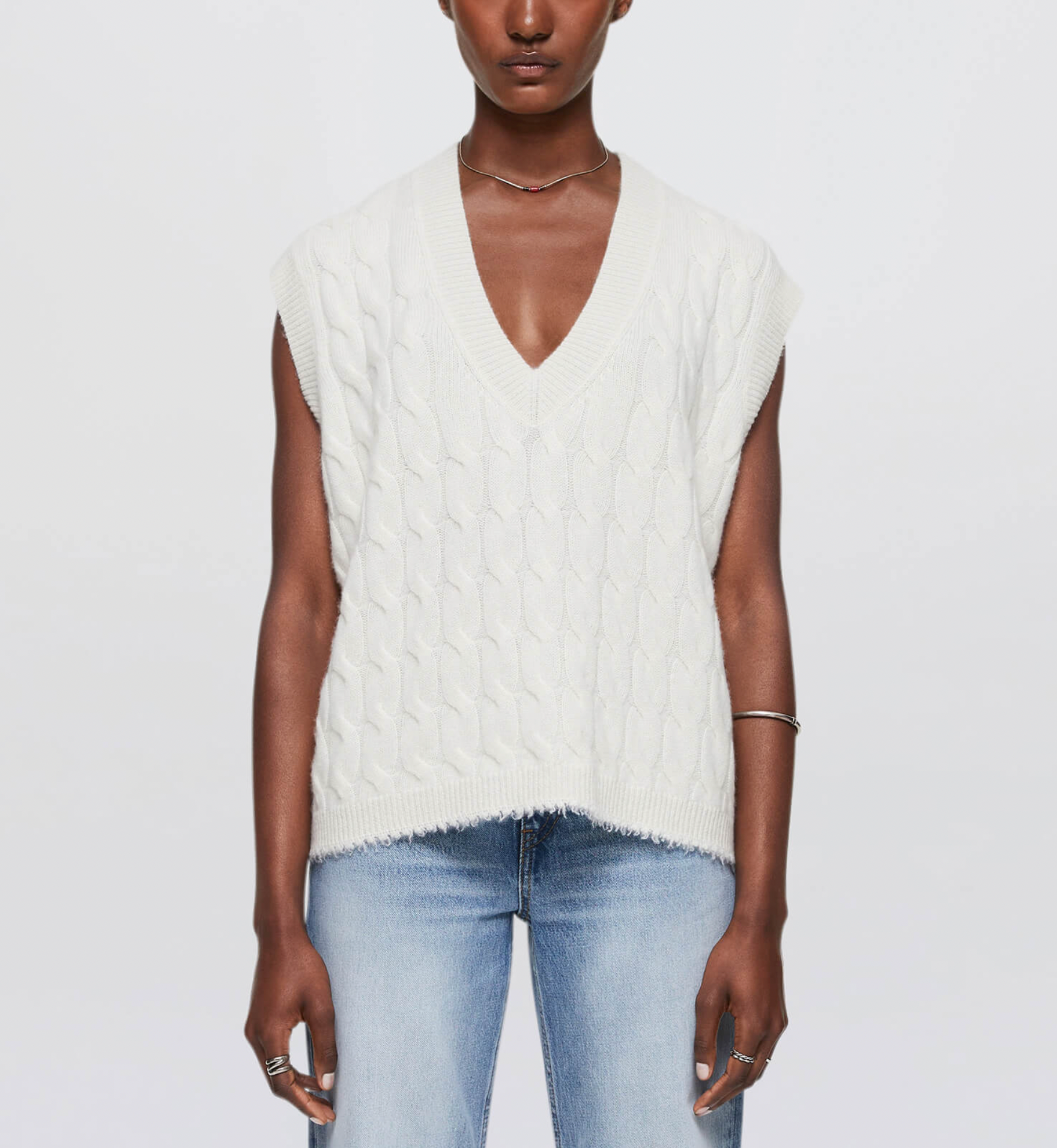 Cashmere Cable Vest - Ivory