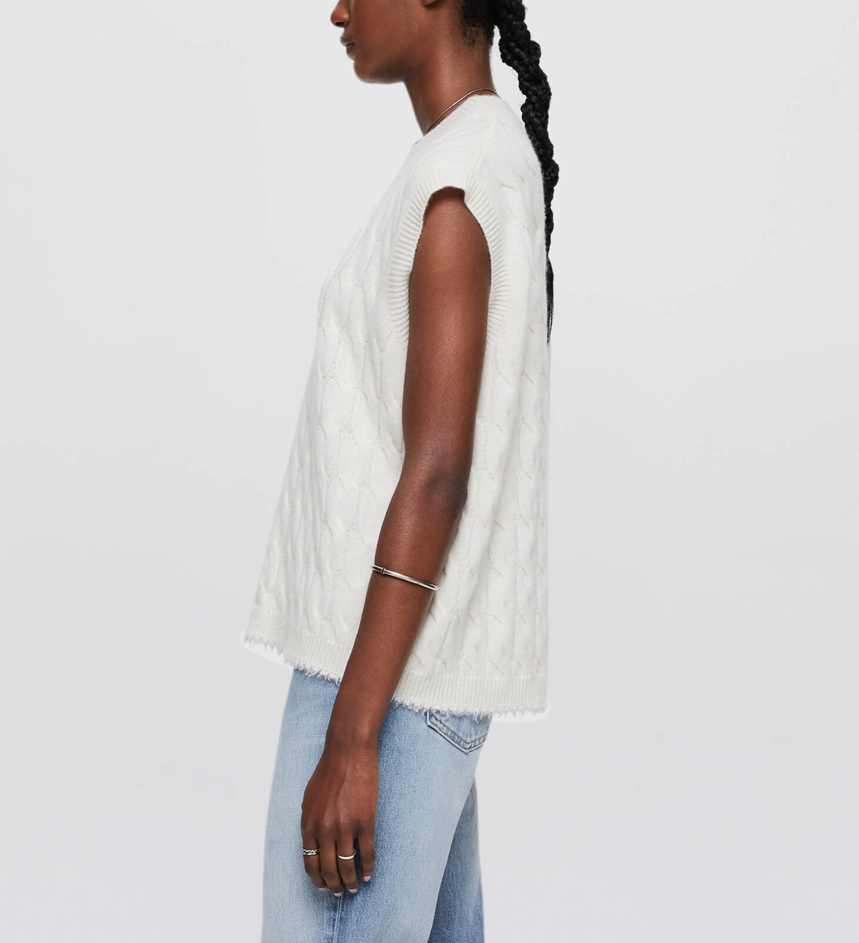 Cashmere Cable Vest - Ivory