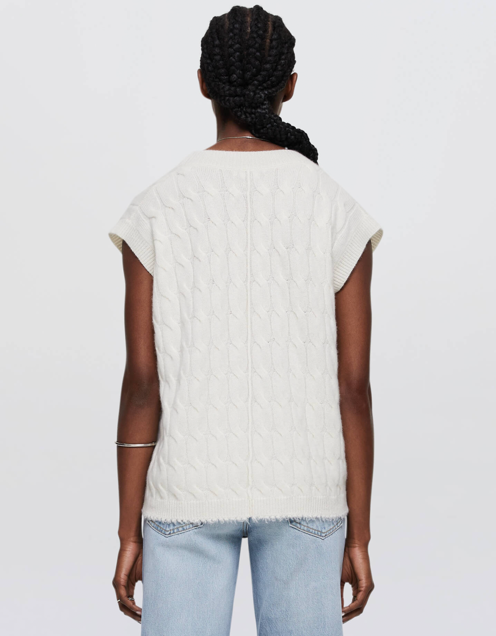 Cashmere Cable Vest - Ivory