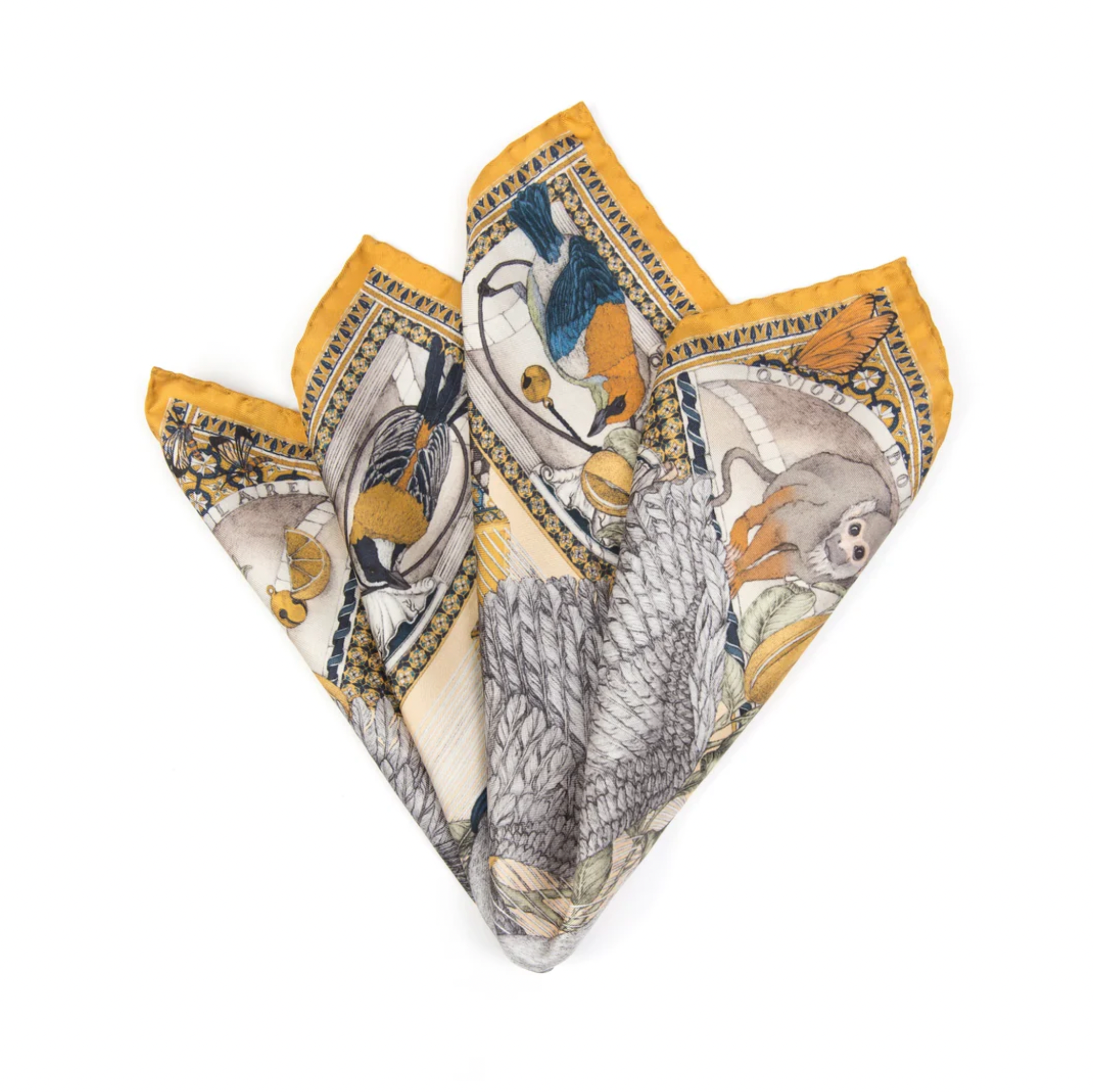 42x42 Small Silk Scarf-Aviarium Maria-Lemon