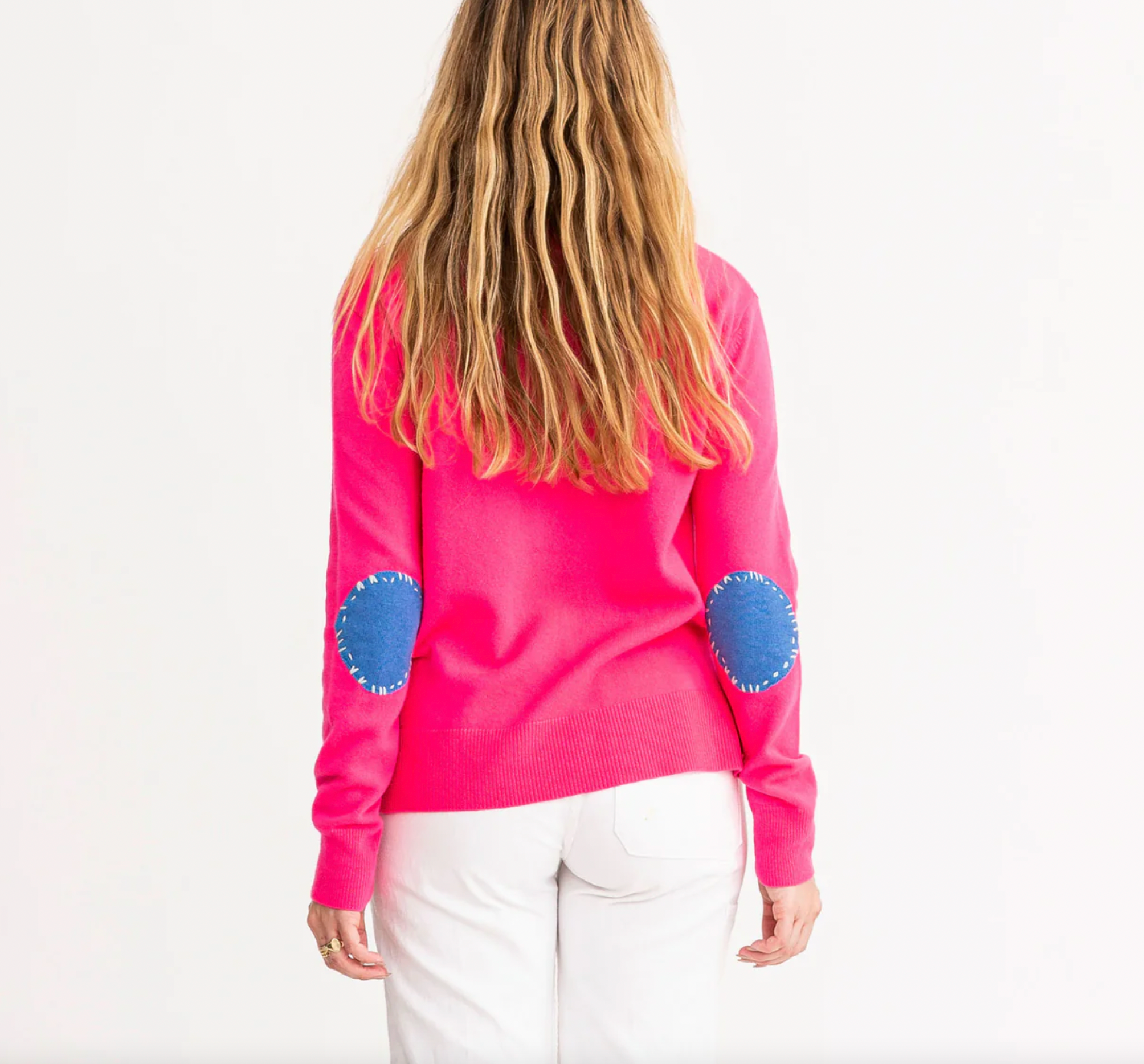 Patchwork Pullover Sweater - Neon Pink