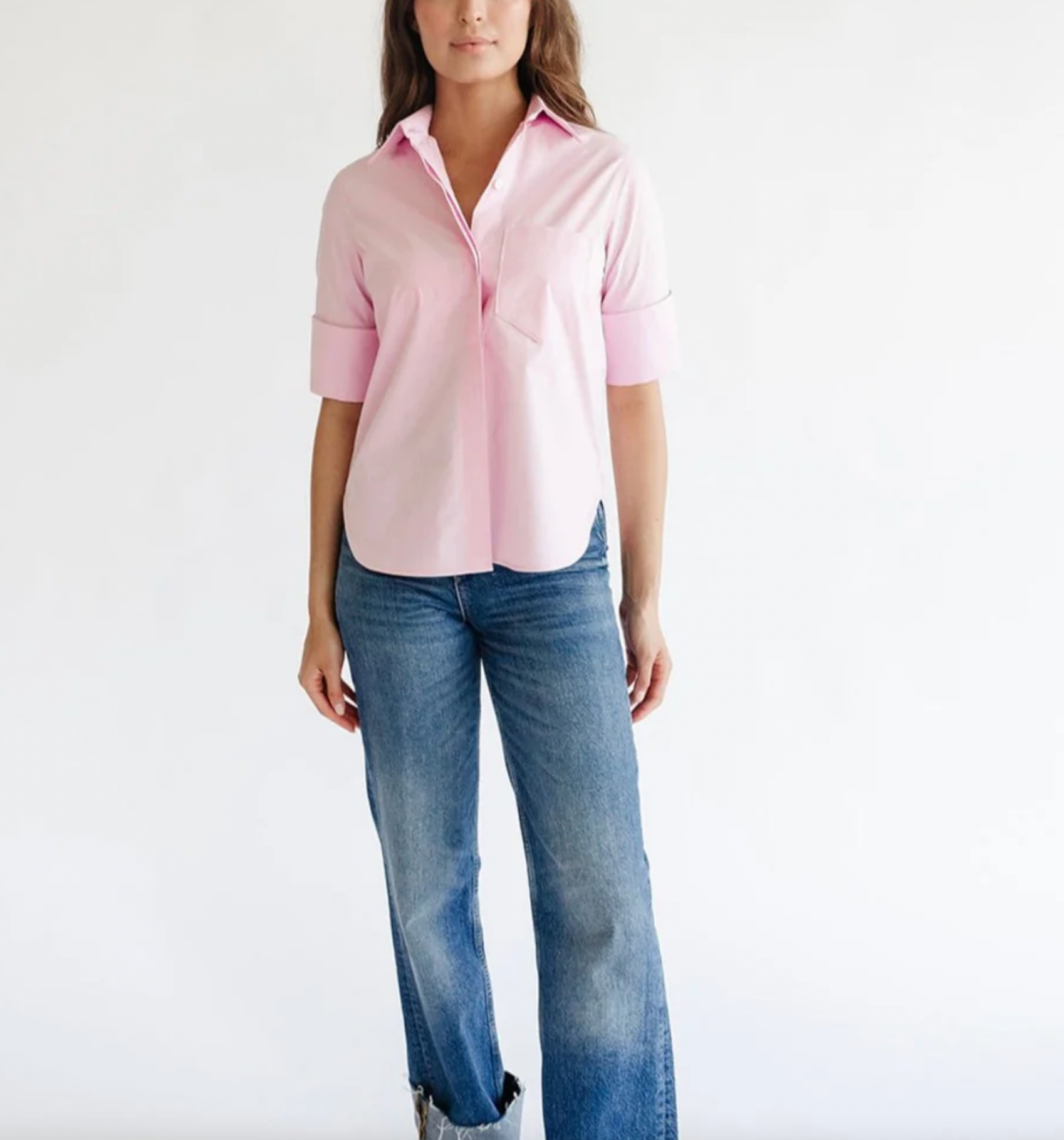 Alexa Top - Pink Shirting