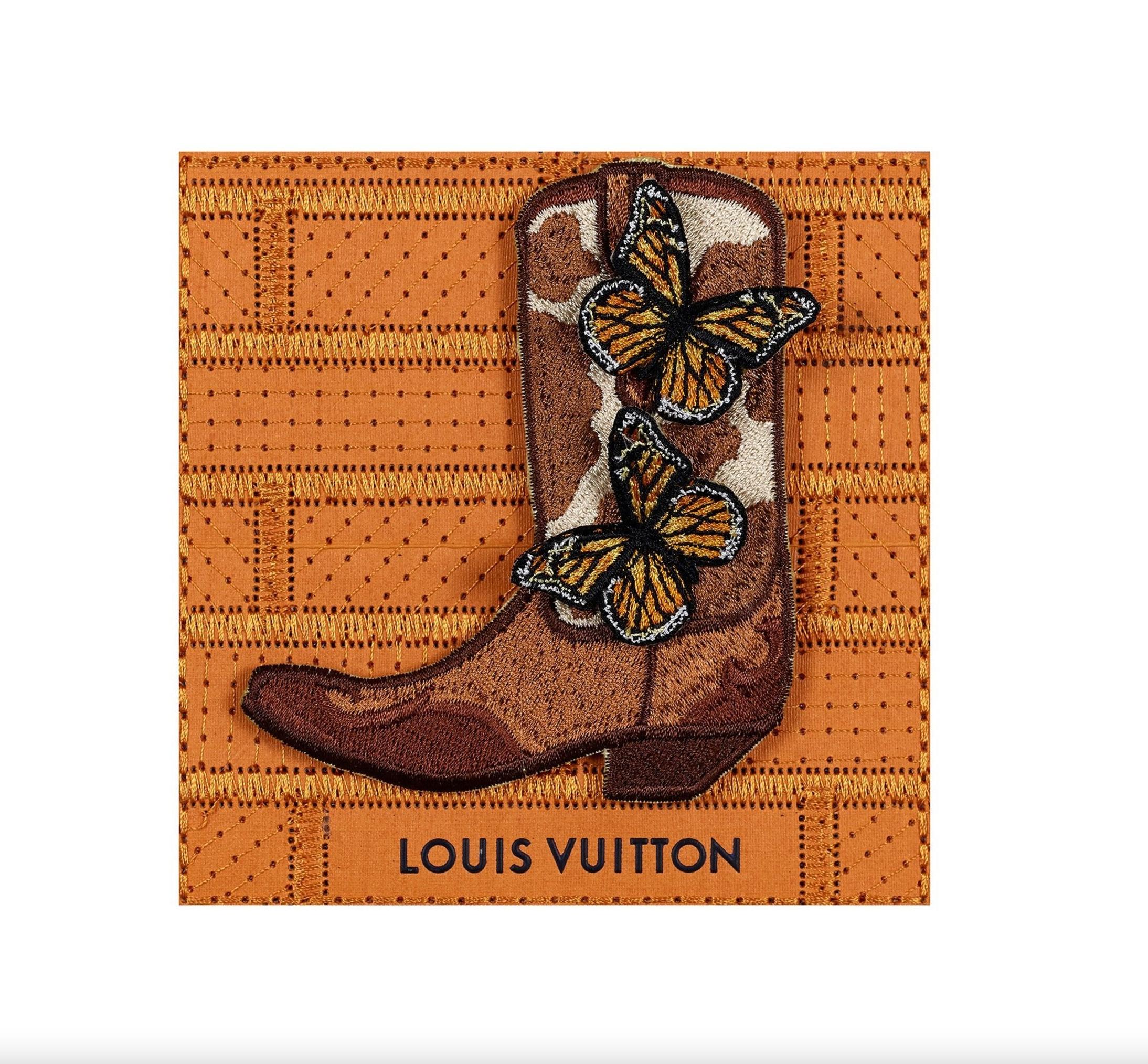 Petite Orange Louis Vuitton Cowboy Boot & Butterflies (SWP48)