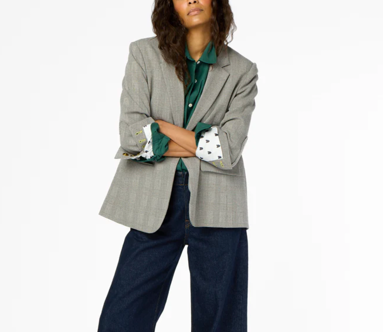 Workday Plaid Blazer - Gray/White/ Black