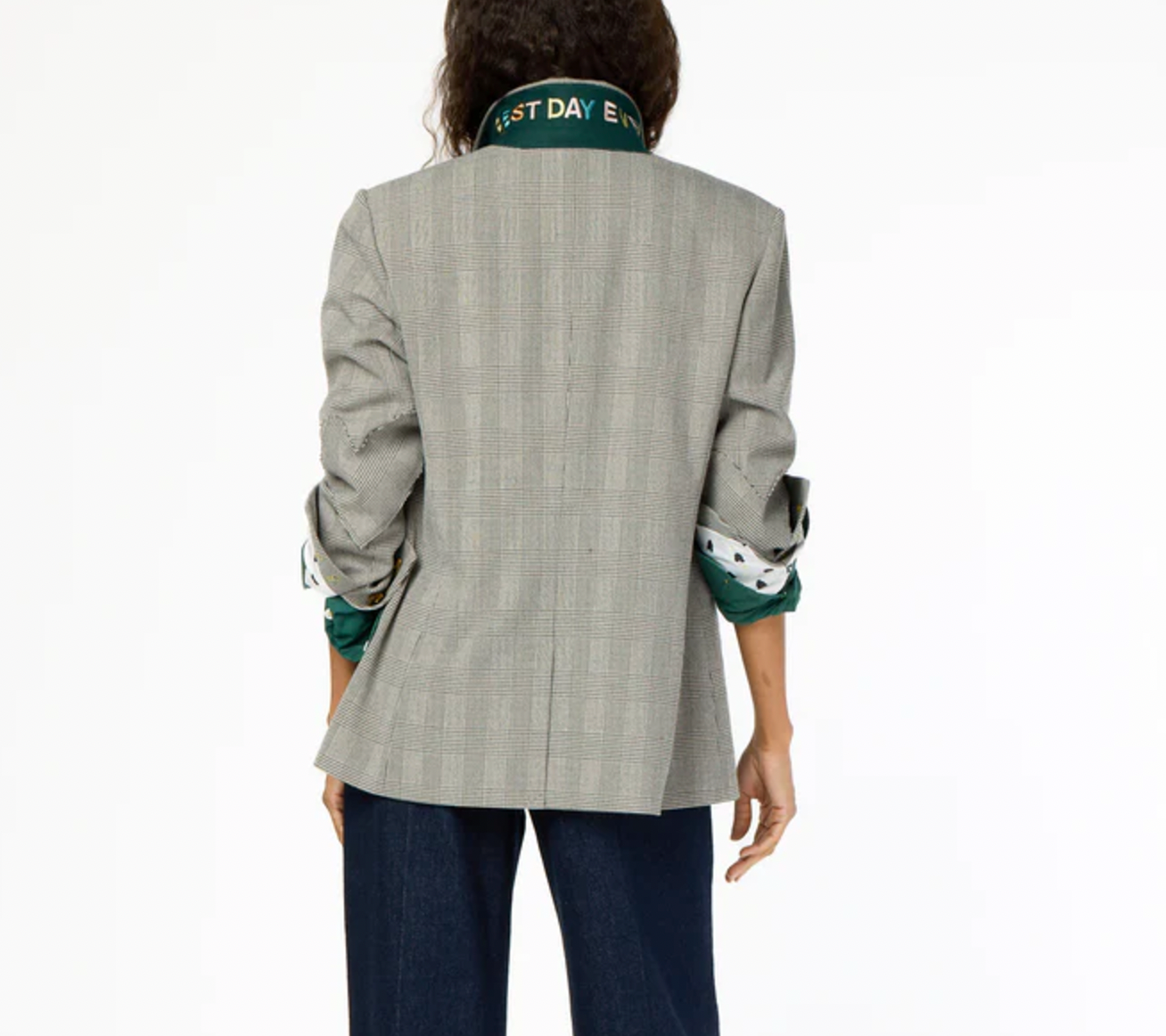 Workday Plaid Blazer - Gray/White/ Black