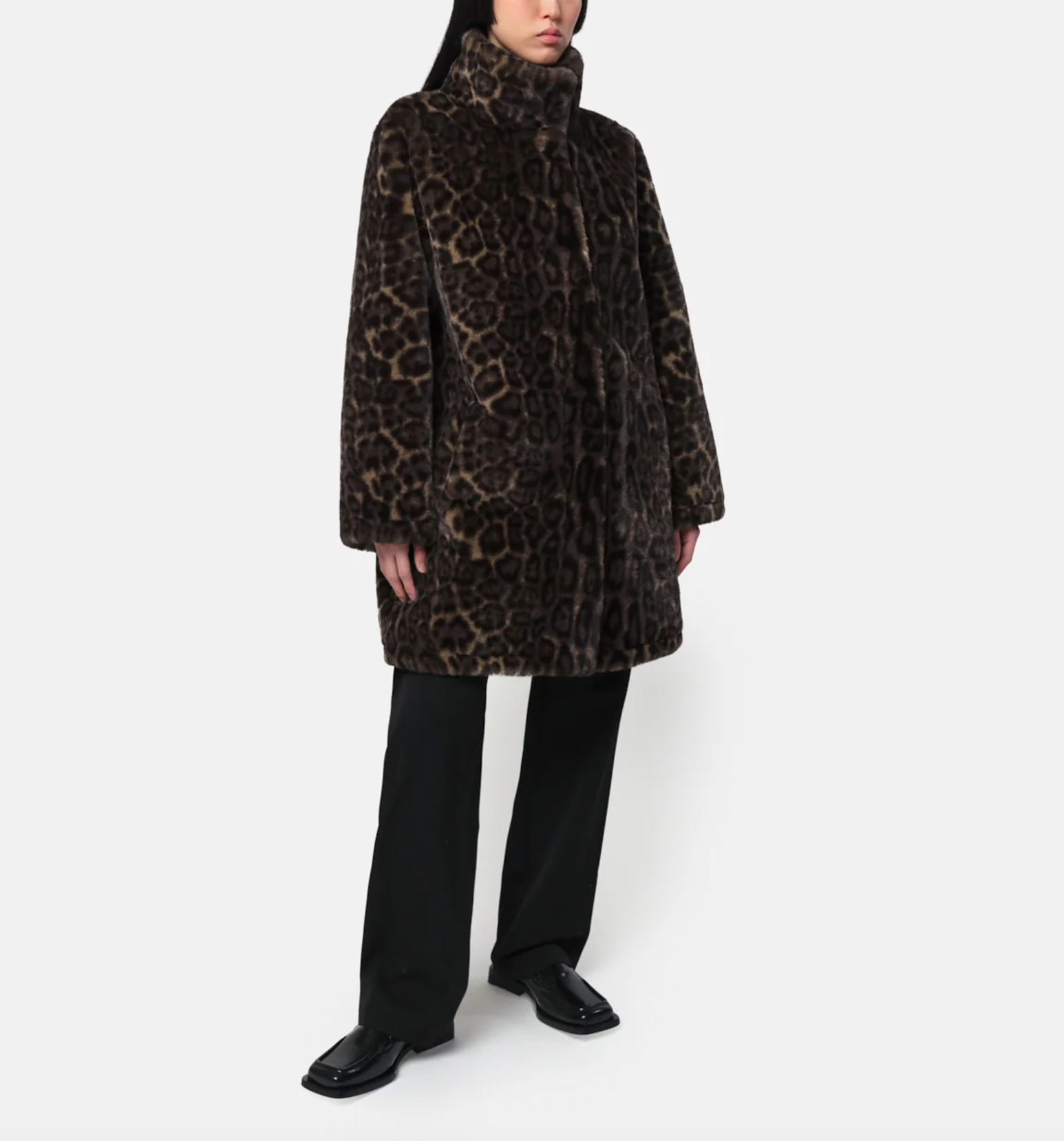 Blair Leopard Mid-Length Coat - Dark Leopard