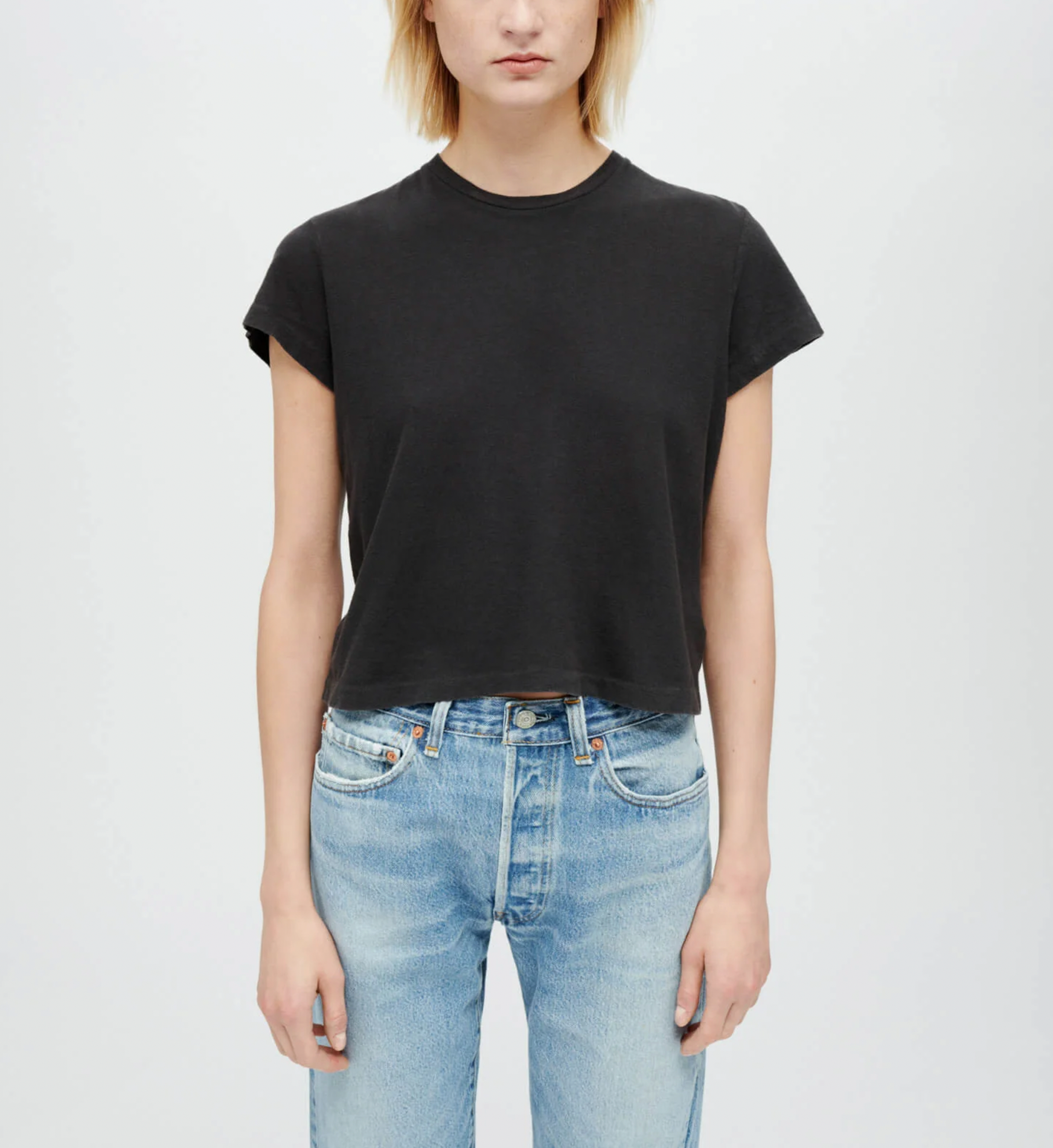 1950s Boxy Tee - Washed Black