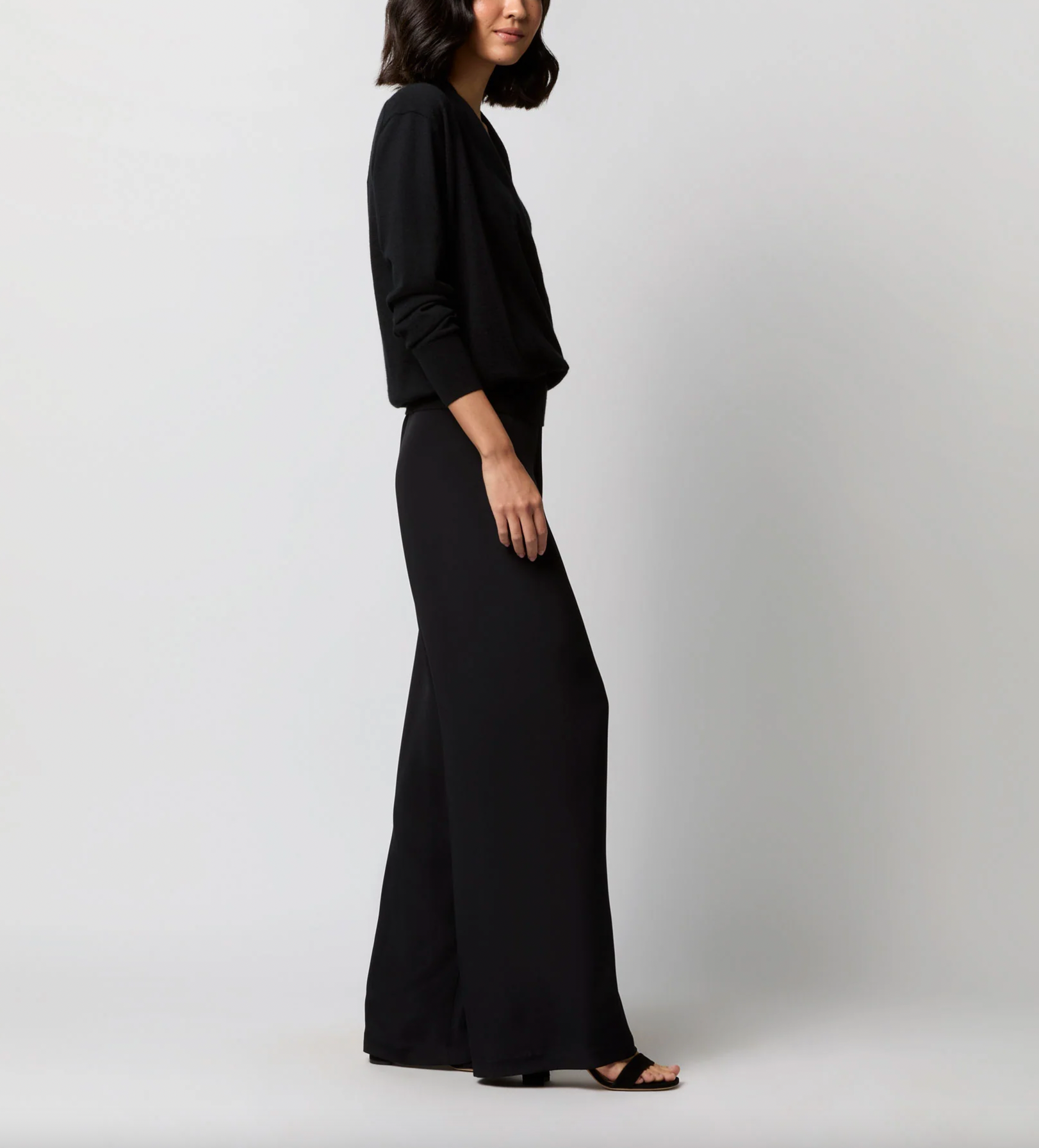 Mika Surplice Sweater - Black Cashmere