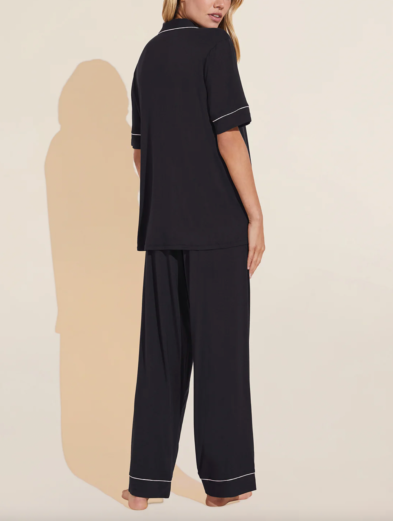 Gisele Short Sleeve Long PJ Set - Black/Sorbet