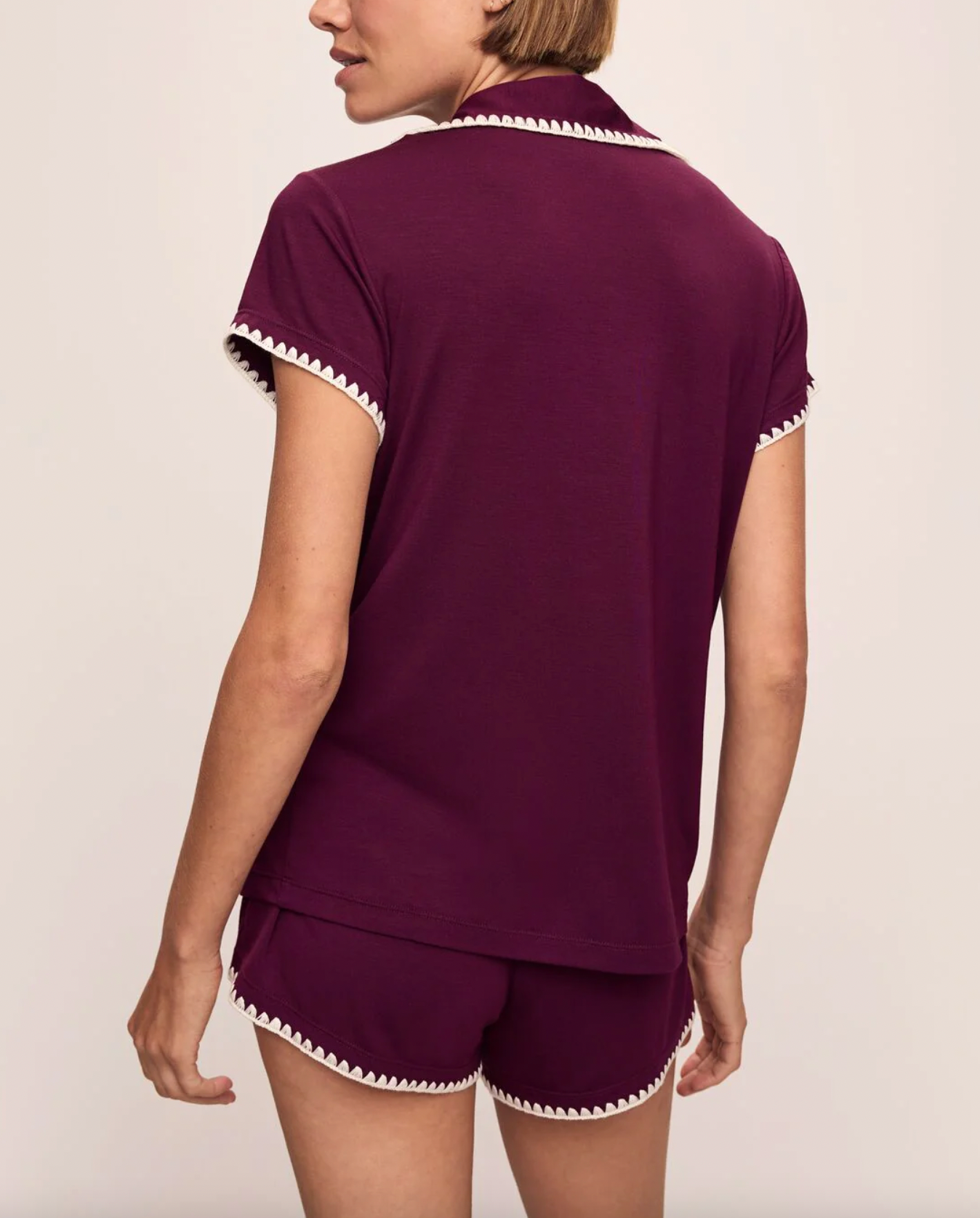 Frida Shortie PJ Set - Plum/Ivory