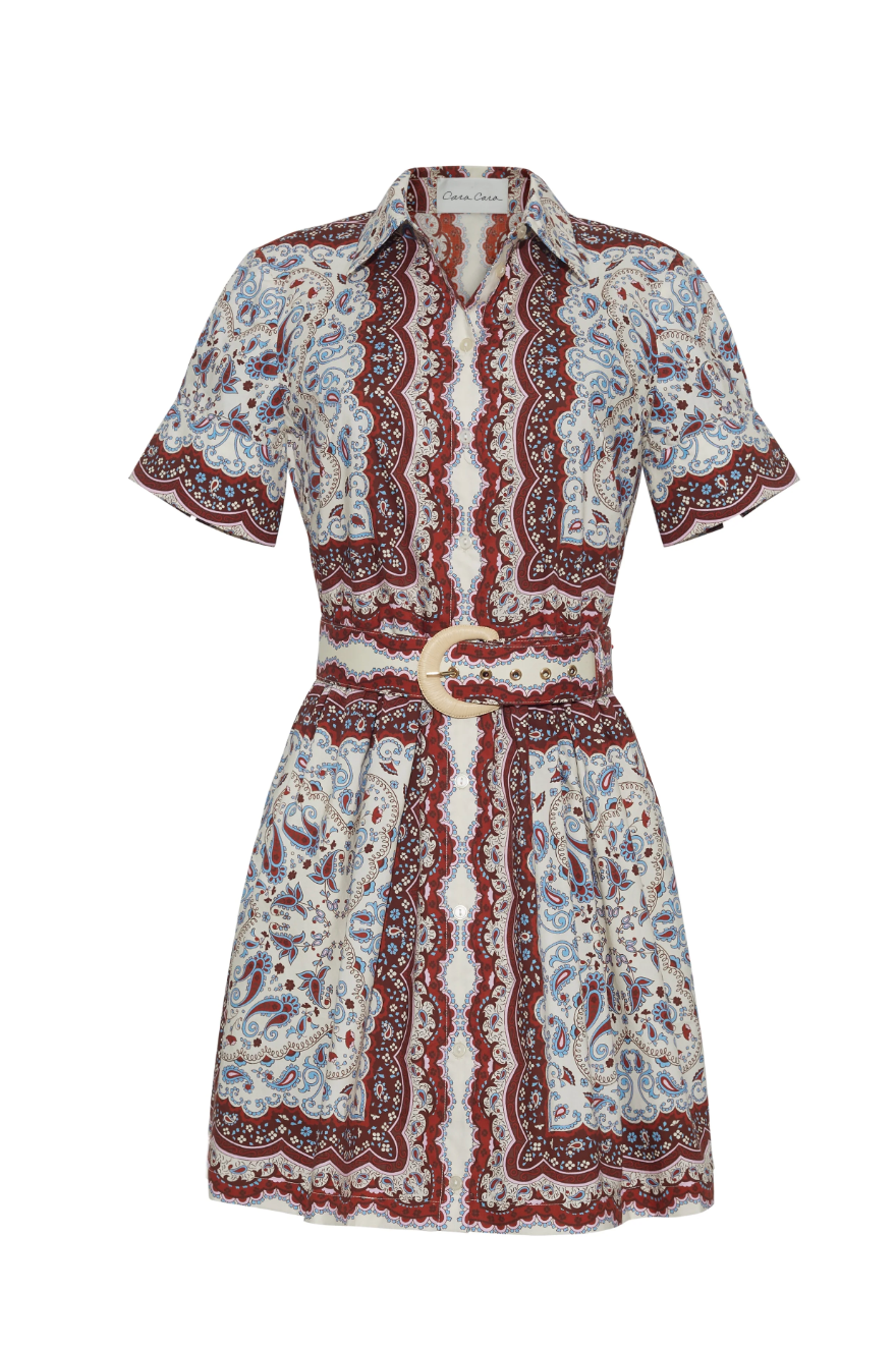Malena Mini Dress - Paisley Scarf Ivory