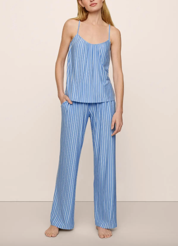 Gisele Printed Cami & Pant Set - Nordic Stripes Vista Blue/Ivory