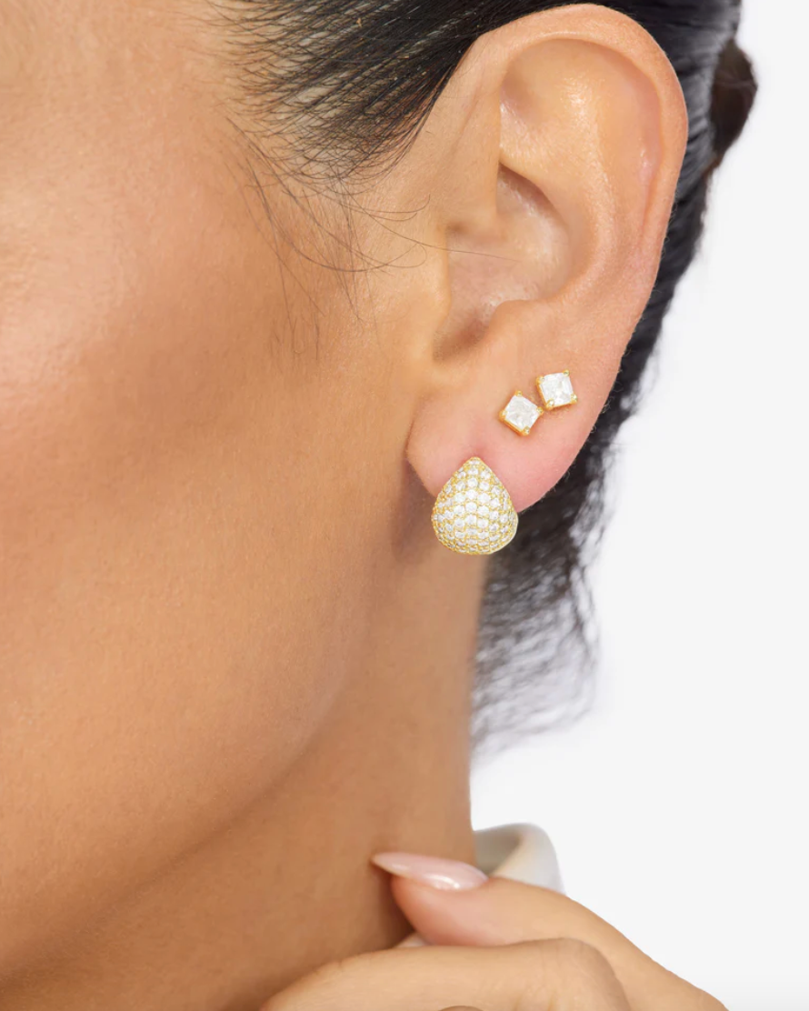 Lil Norah Pave Earrings - Gold