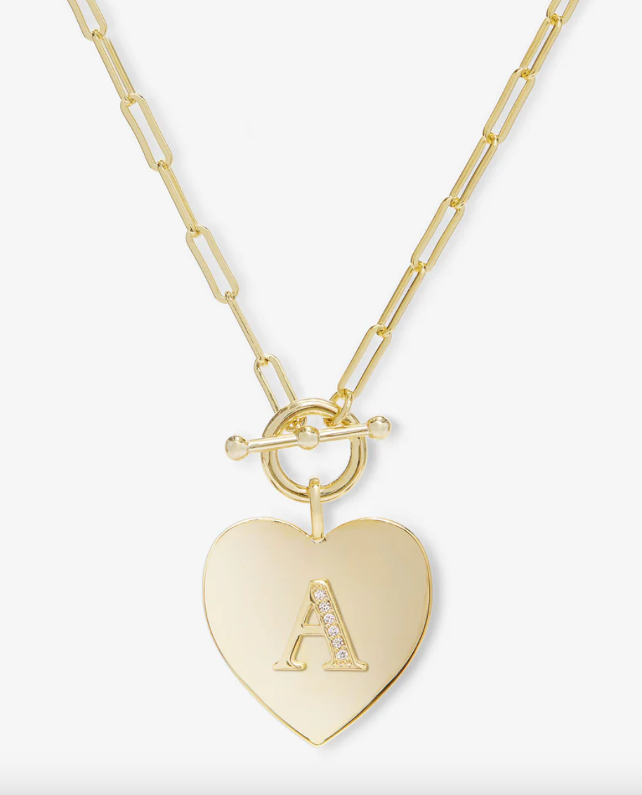 Love Letters Heart Necklace - Gold/White Diamondettes