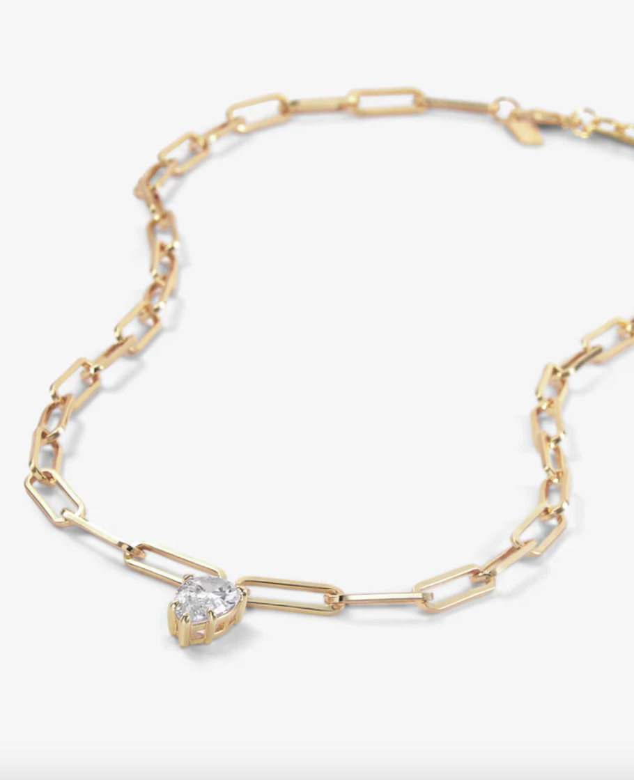 Samantha Teardrop Necklace - Gold/White Diamondettes