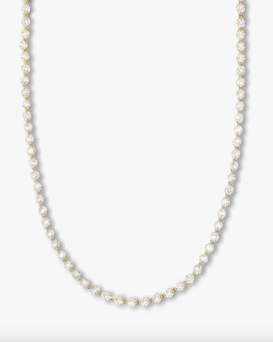 She's an Icon Tennis Necklace - Gold/White Diamondettes