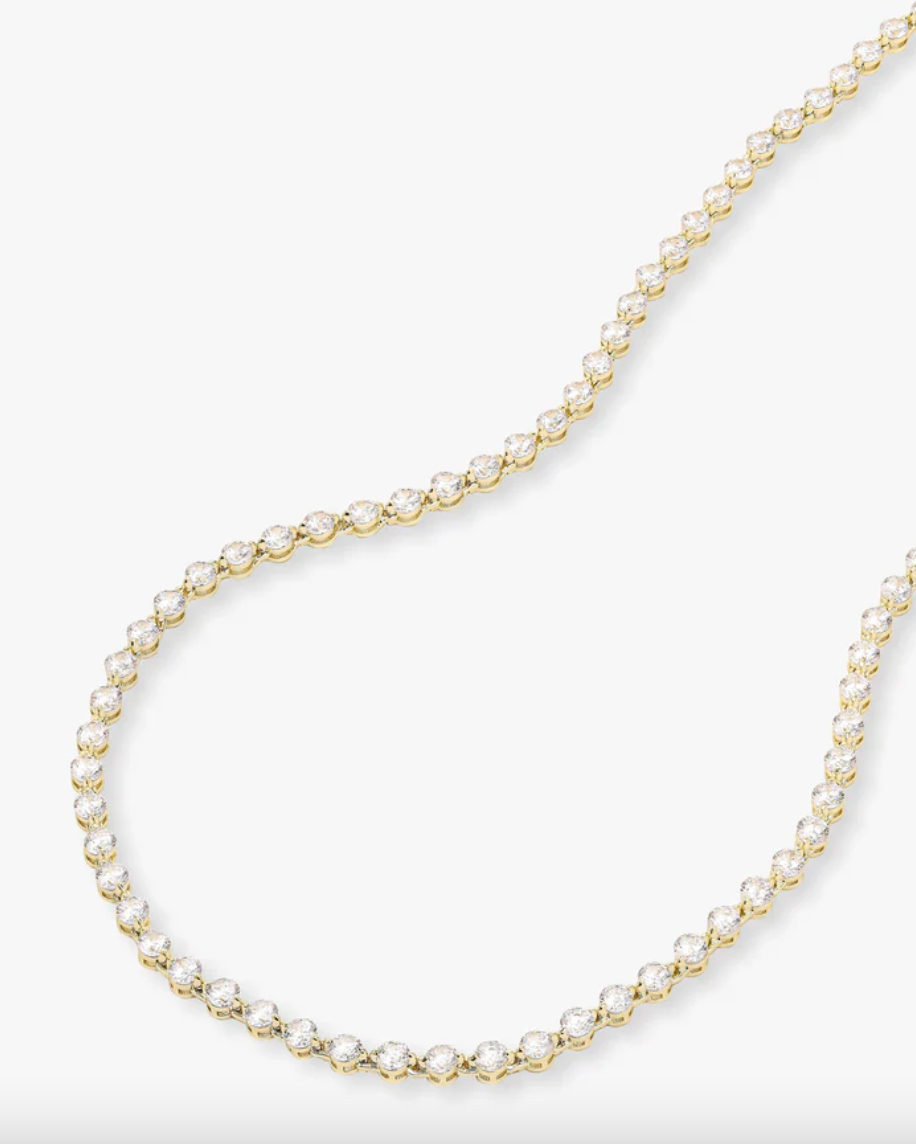 She's an Icon Tennis Necklace - Gold/White Diamondettes