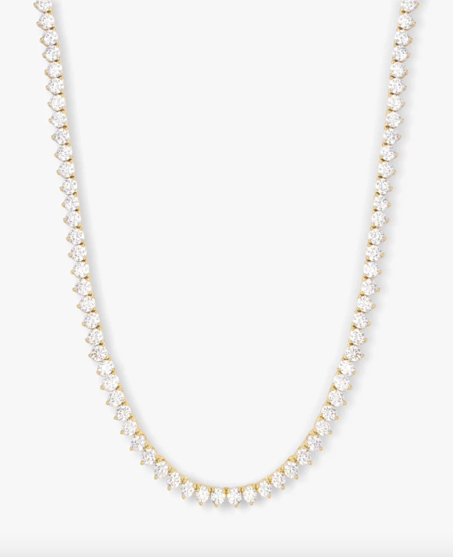 Mama Not Your Basic Tennis Necklace - Gold/White Diamondettes