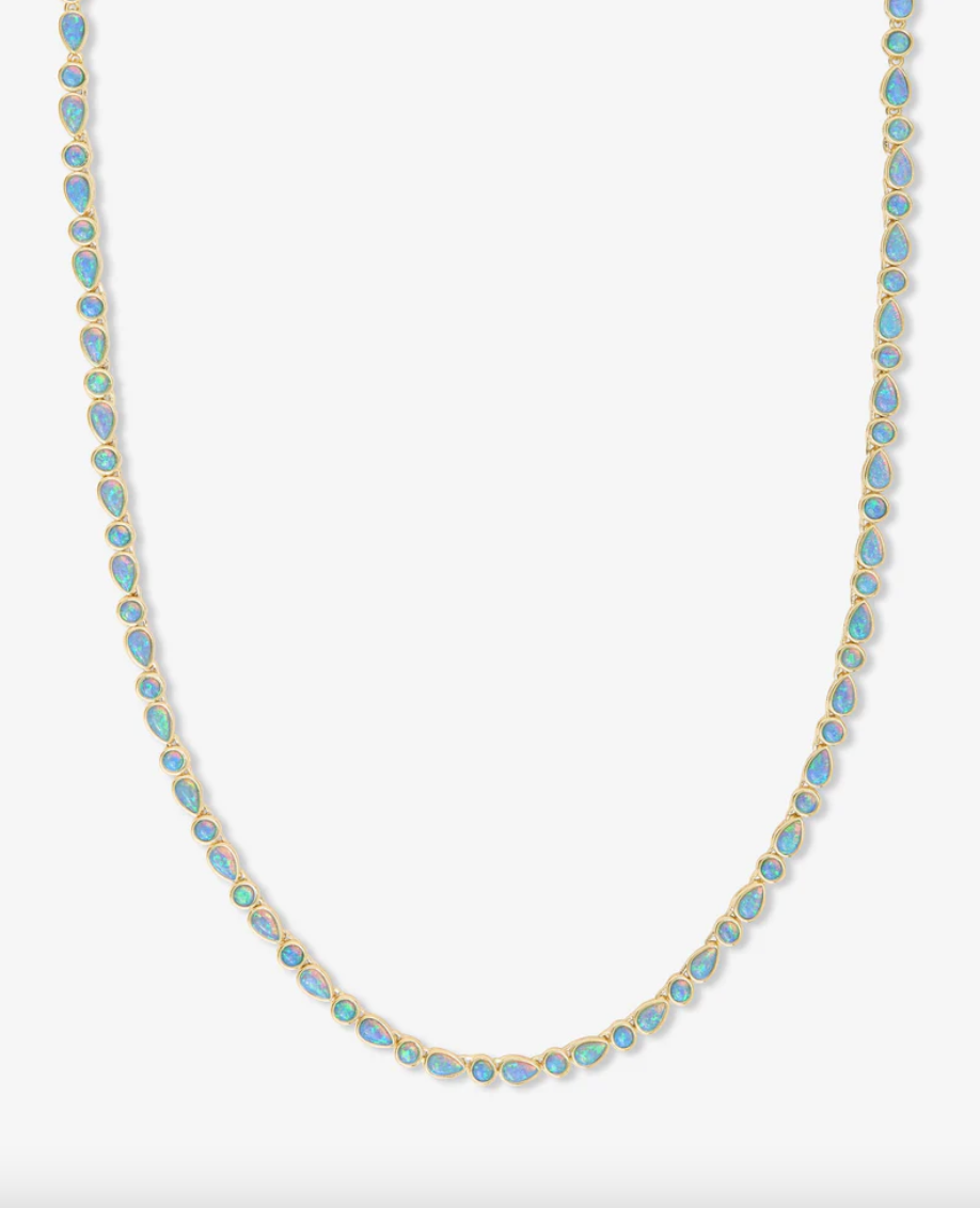 Isla Tennis Necklace - Gold/Blue Opal