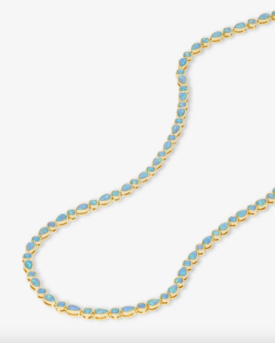 Isla Tennis Necklace - Gold/Blue Opal