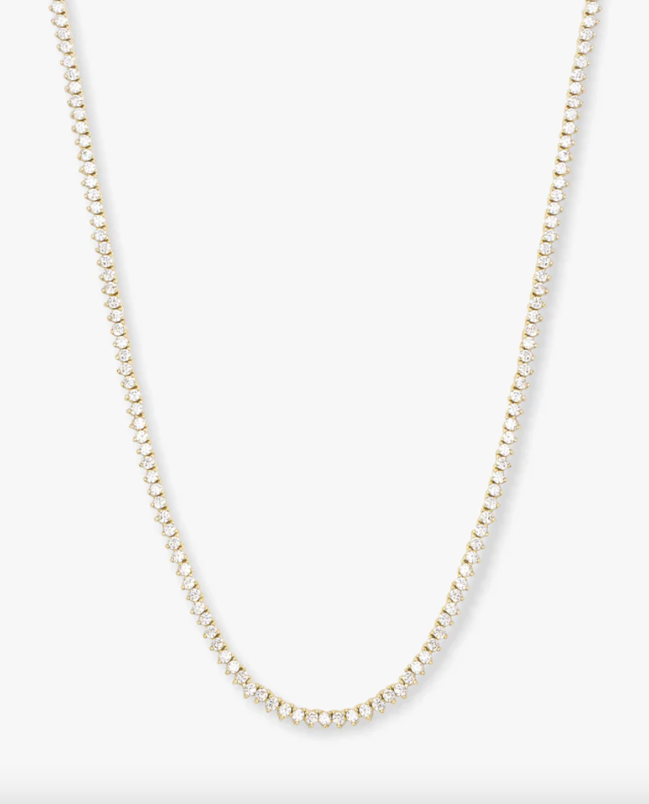 Baby Not Your Basic Tennis Necklace - Gold|White Diamondettes