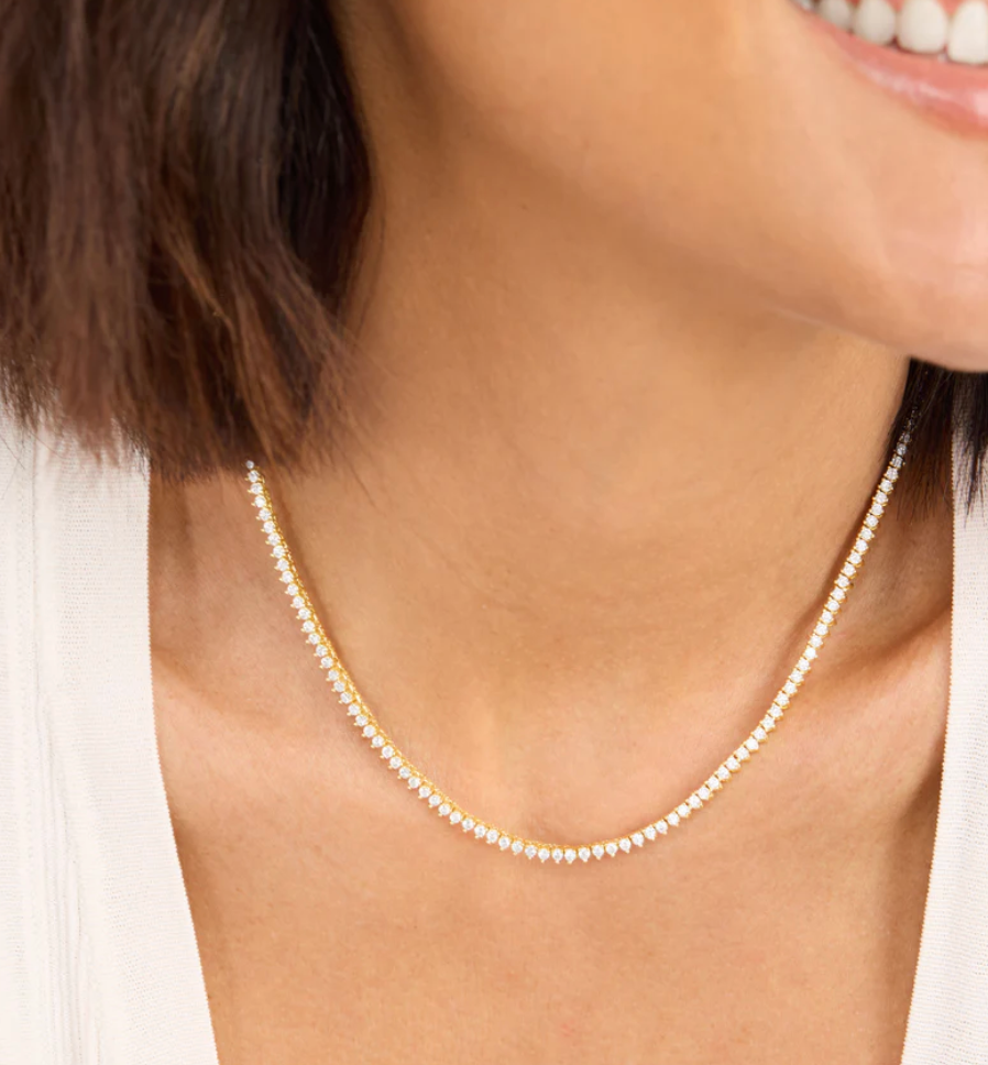 Baby Not Your Basic Tennis Necklace - Gold|White Diamondettes
