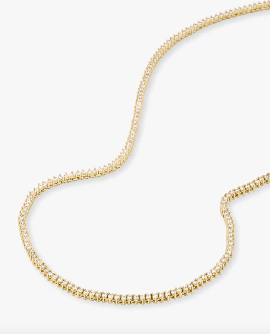 Baby Not Your Basic Tennis Necklace - Gold|White Diamondettes