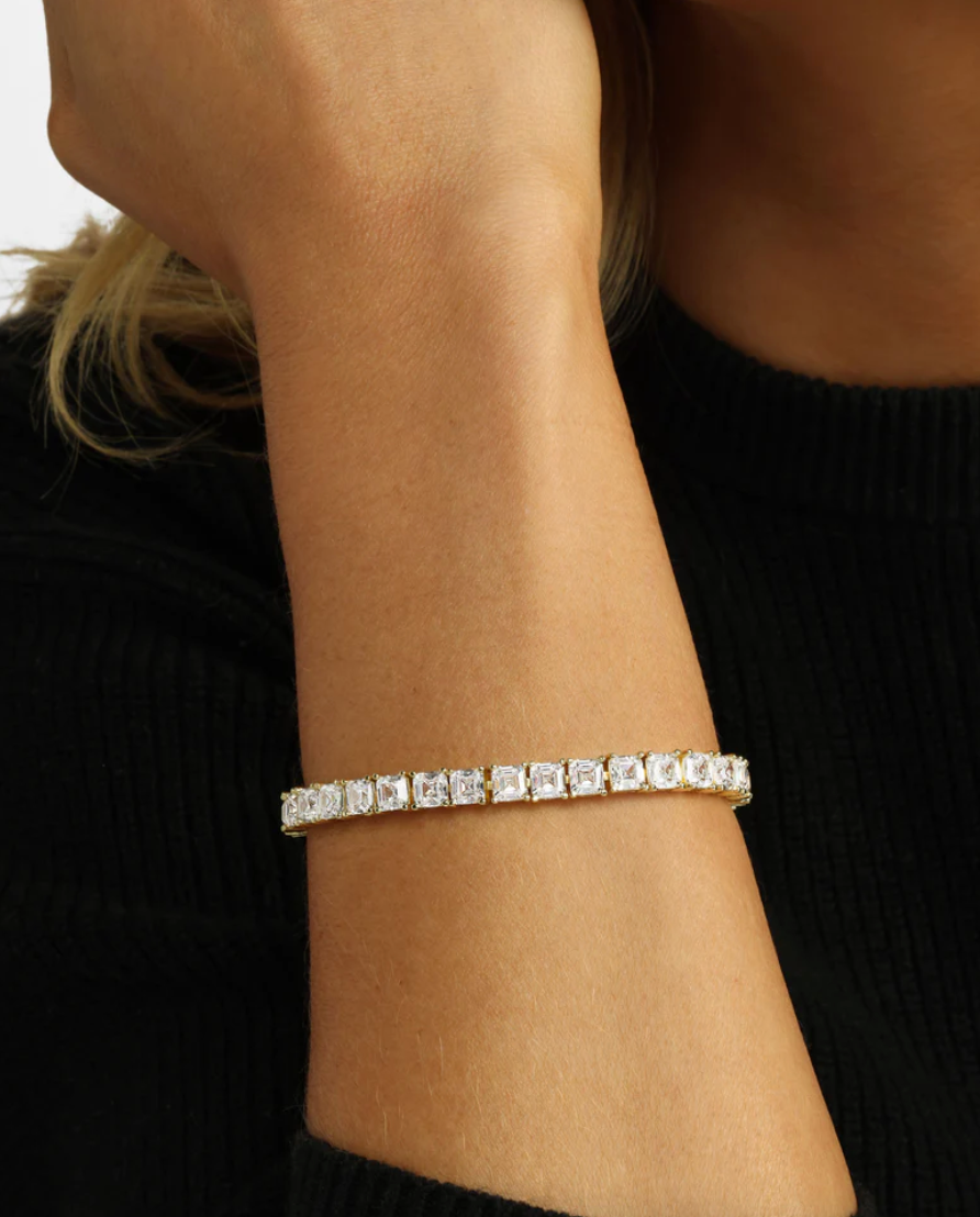 The Queen's Tennis Bracelet - Gold|White Diamondettes