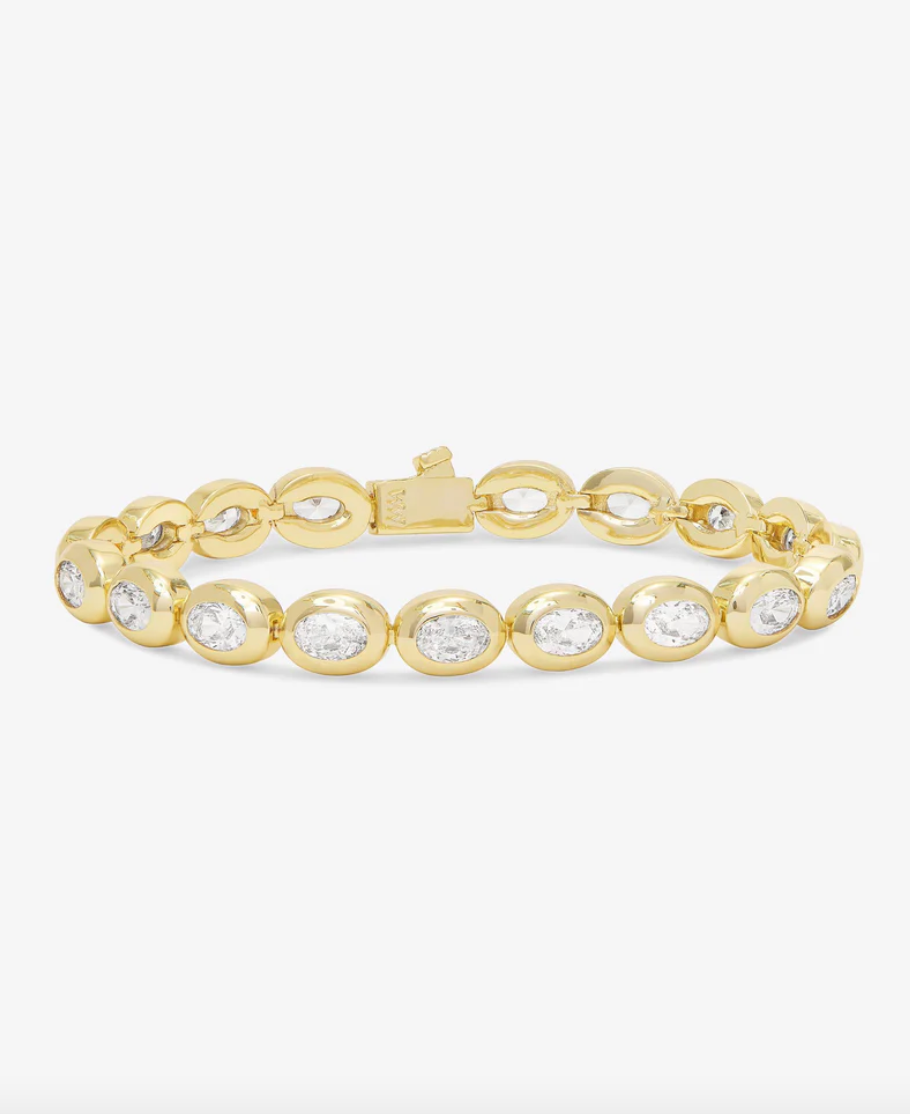 She's a Boss Tennis Bracelet - Gold|White Diamondettes