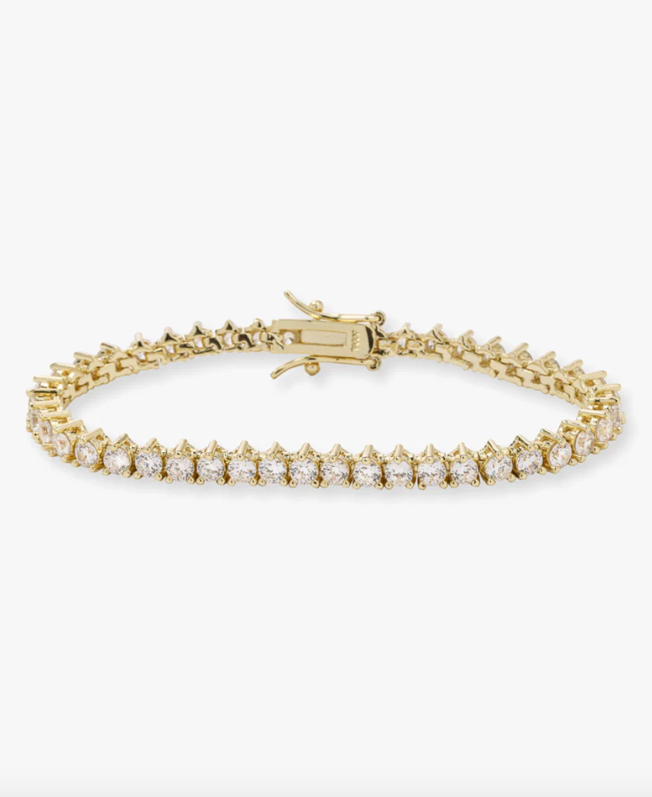 Not Your Basic Tennis Bracelet - Gold/White Diamondettes