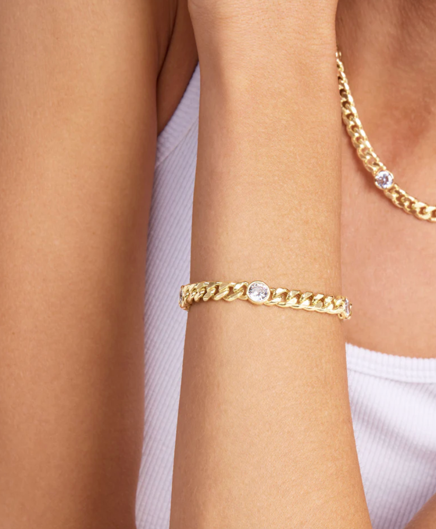 Julian Triple Diamond Bracelet - Gold/White Diamondettes
