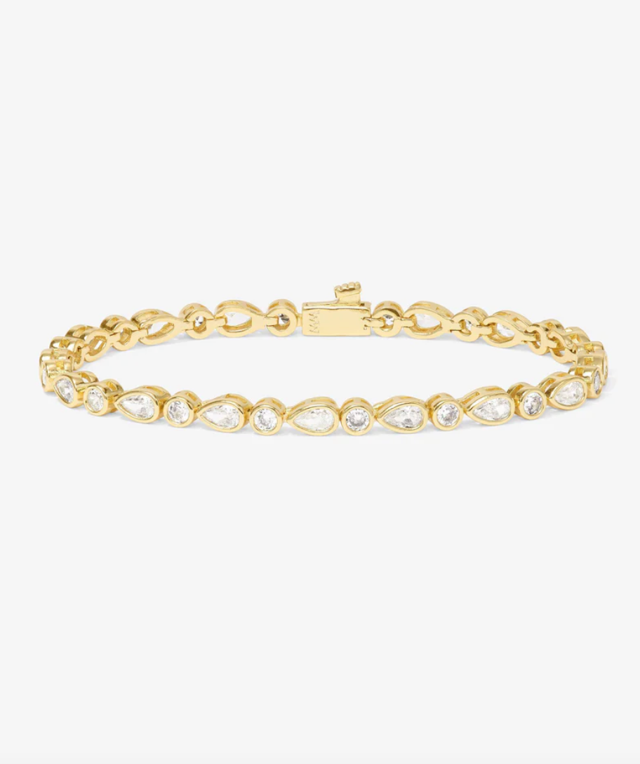 Isla Tennis Bracelet - Gold/White Diamondettes