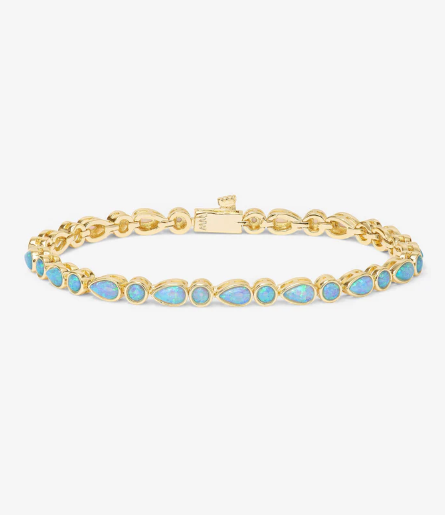 Isla Tennis Bracelet - Gold/Blue Opal