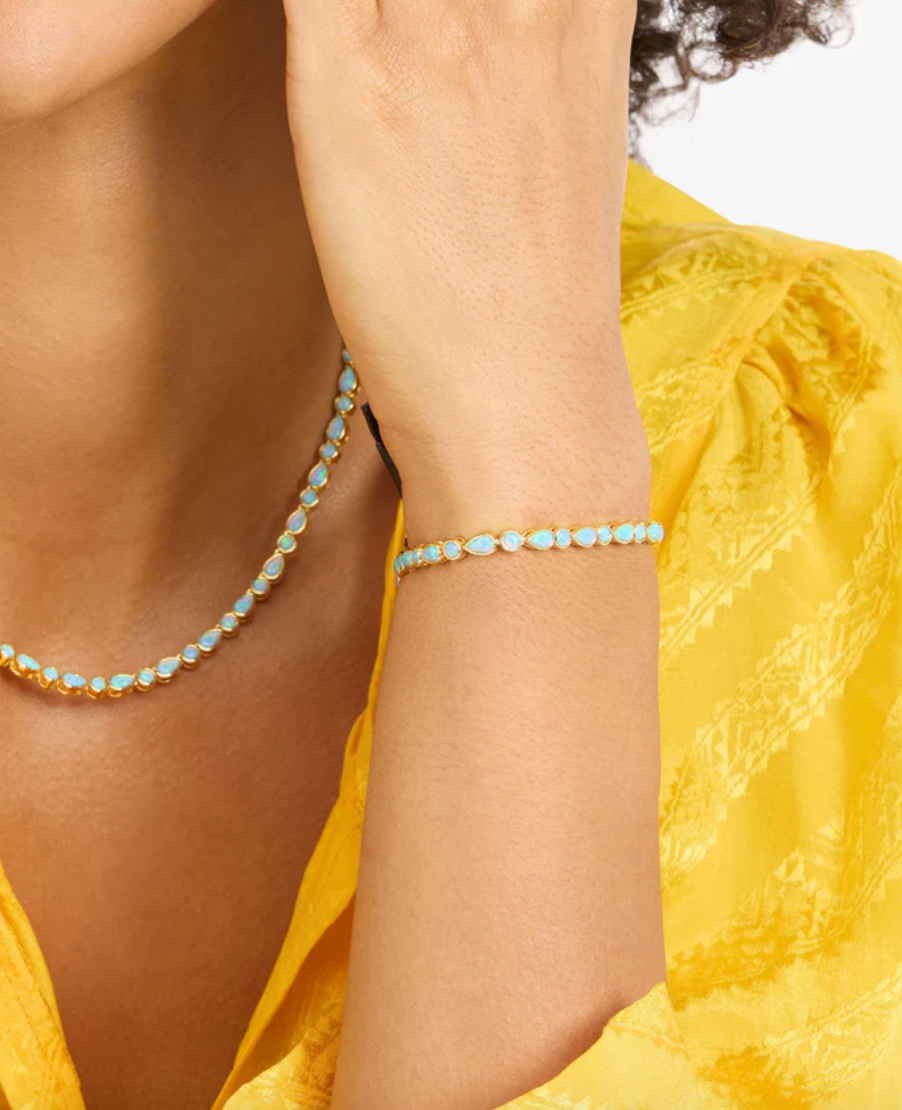 Isla Tennis Bracelet - Gold/Blue Opal