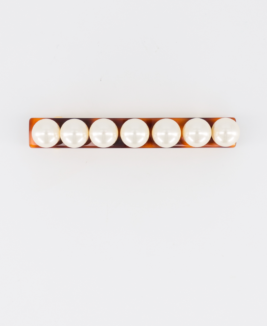 Oversize Tortoise Shell Pearl Hair Barrette