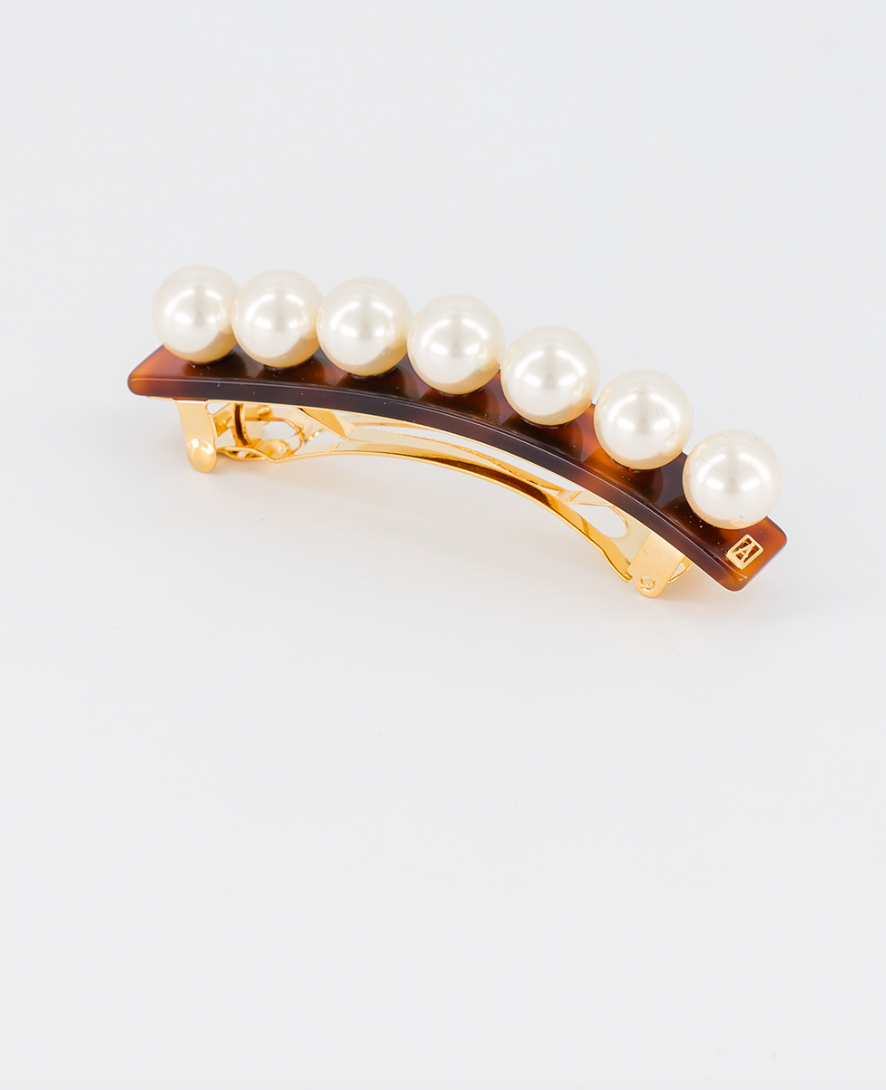 Oversize Tortoise Shell Pearl Hair Barrette