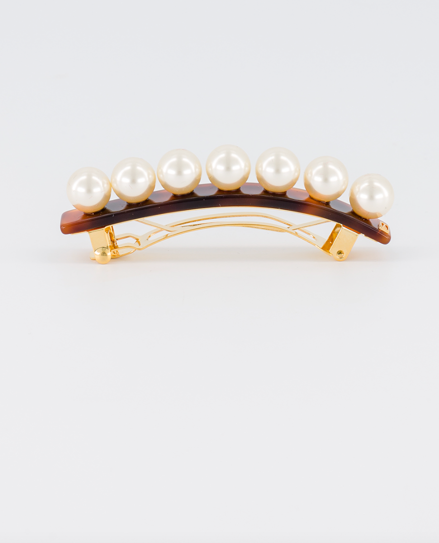 Oversize Tortoise Shell Pearl Hair Barrette