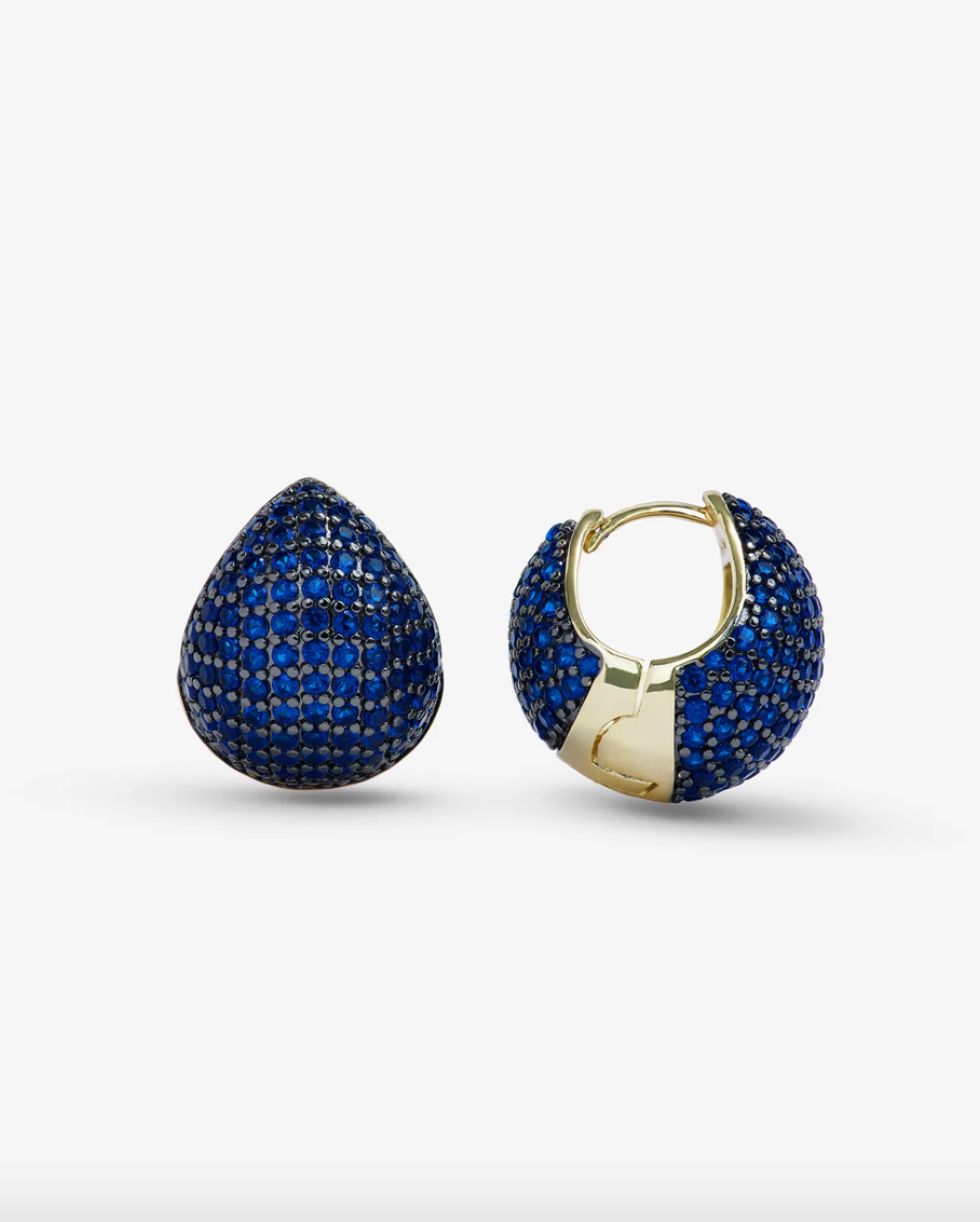 Norah Pave Earrings - Gold/Blue Sapphire