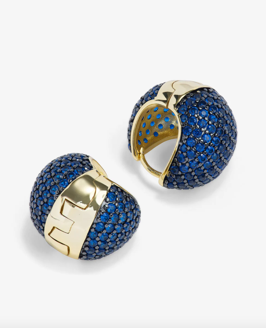 Norah Pave Earrings - Gold/Blue Sapphire