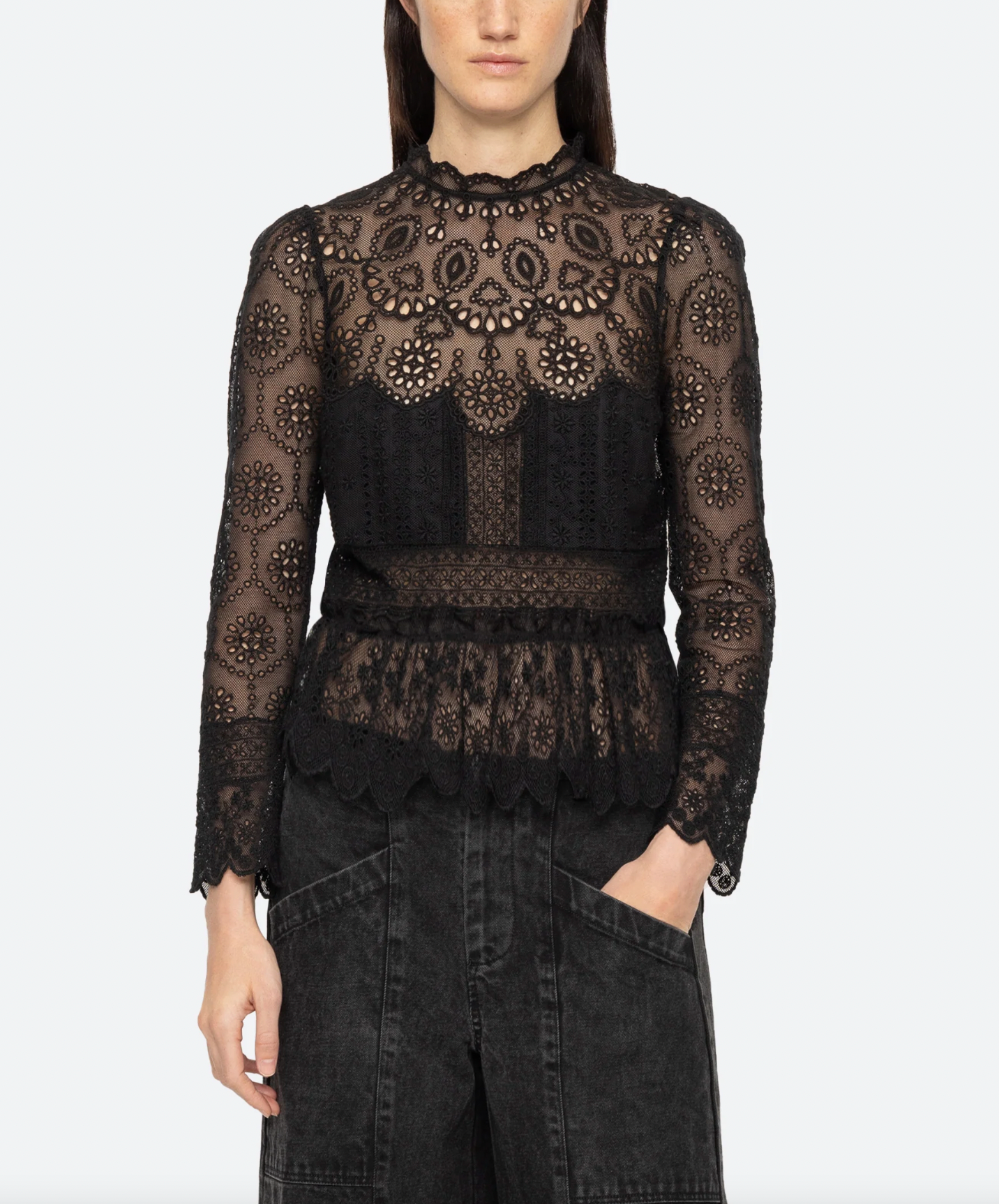 Lainey Embroidery Top - Black