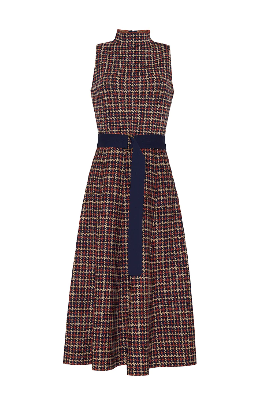 Brice Dress - Navy Mini Check