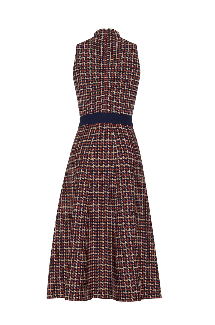 Brice Dress - Navy Mini Check