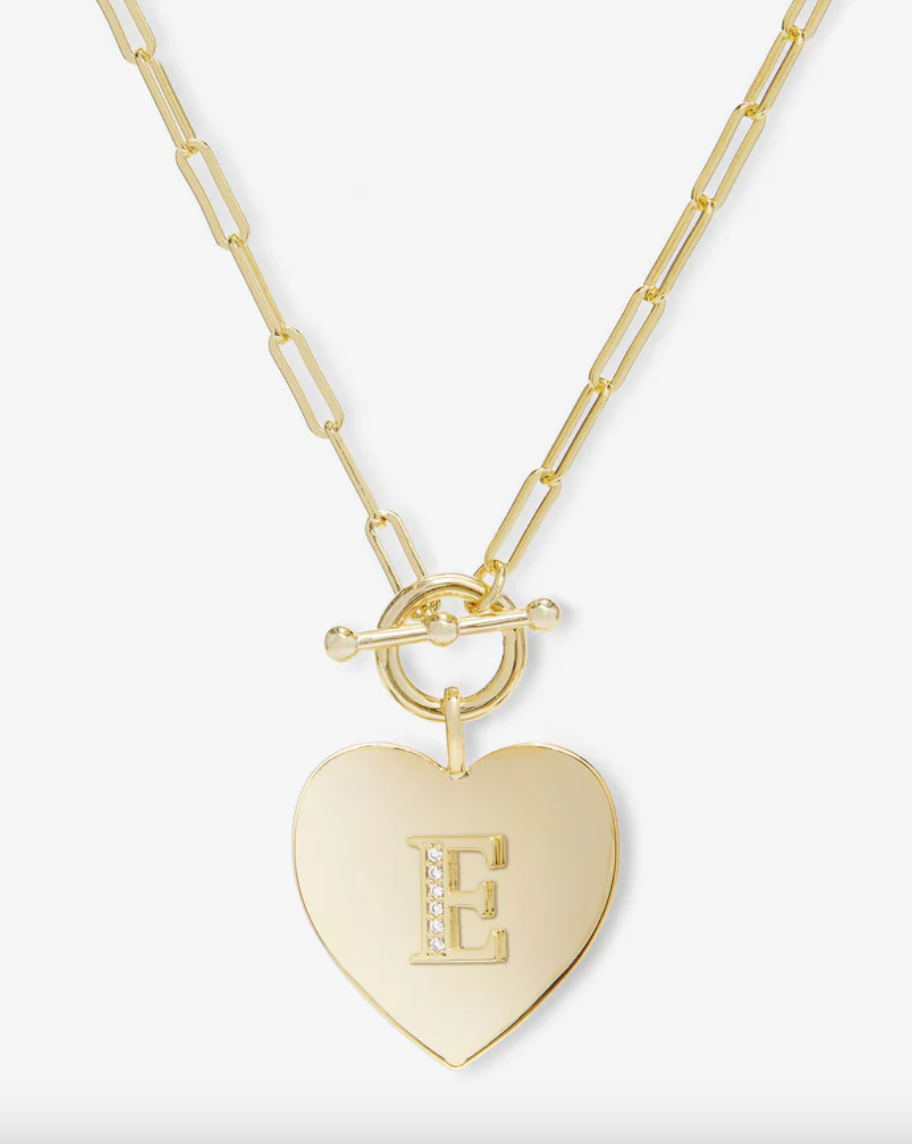 Love Letters Heart Necklace - Gold/White Diamondettes