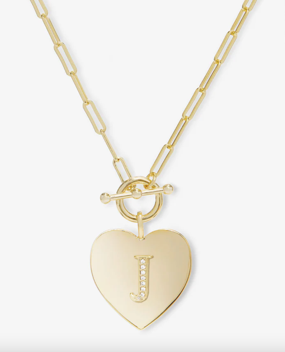Love Letters Heart Necklace - Gold/White Diamondettes